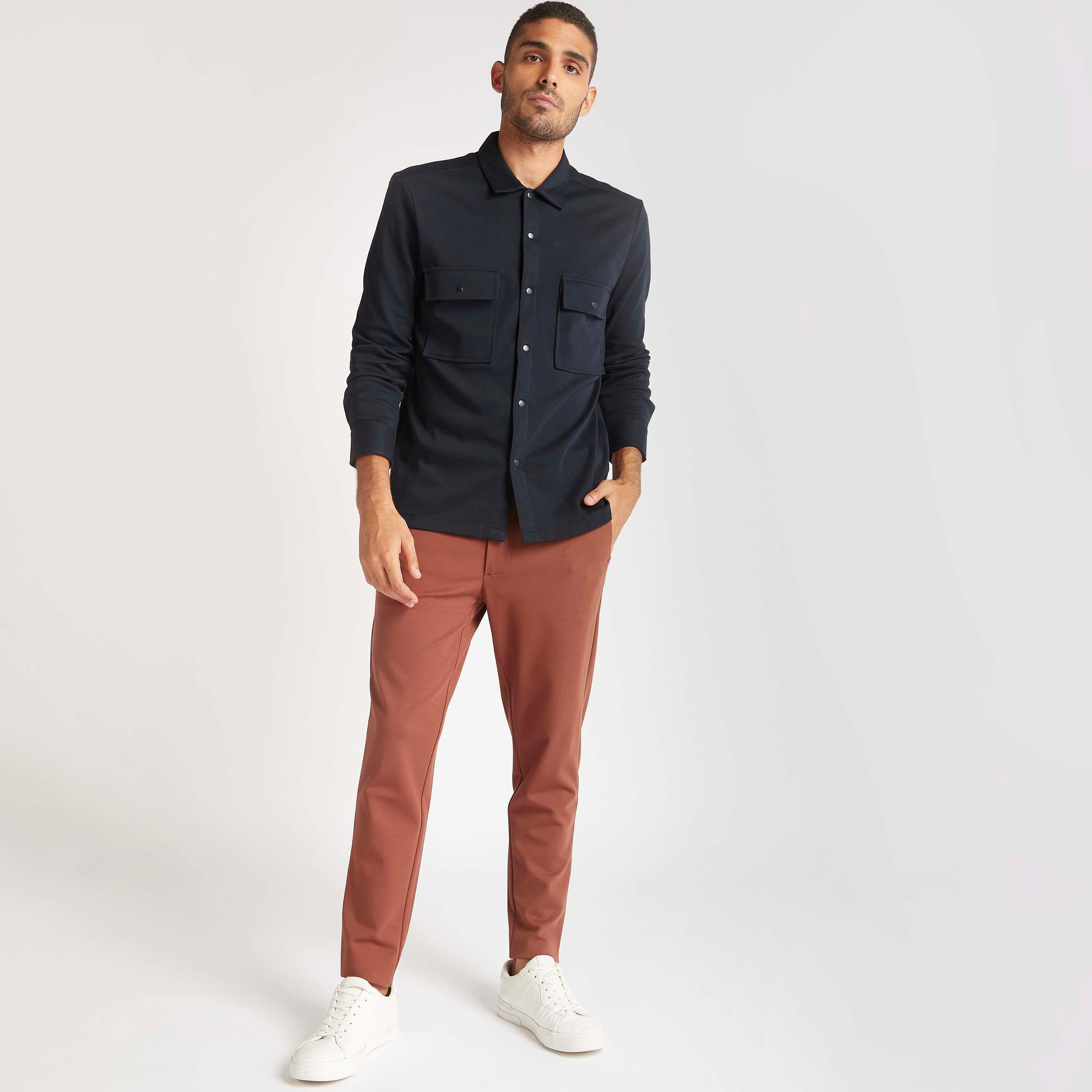 Iconic Solid Shacket with Long Sleeves and Flap Pockets-men-clothing-shirts-image-2