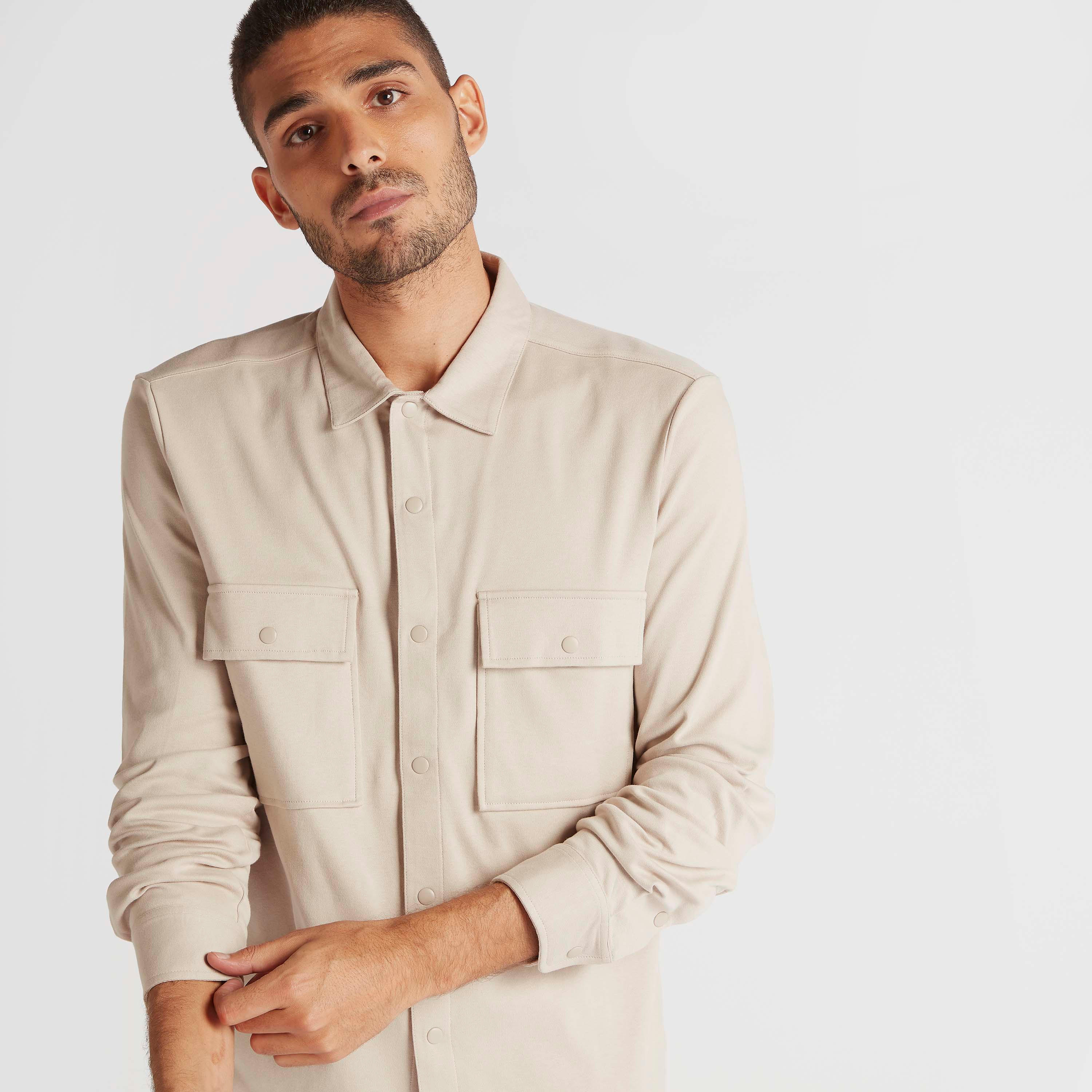 Iconic Solid Shacket with Long Sleeves and Flap Pockets-men-clothing-shirts-image-6