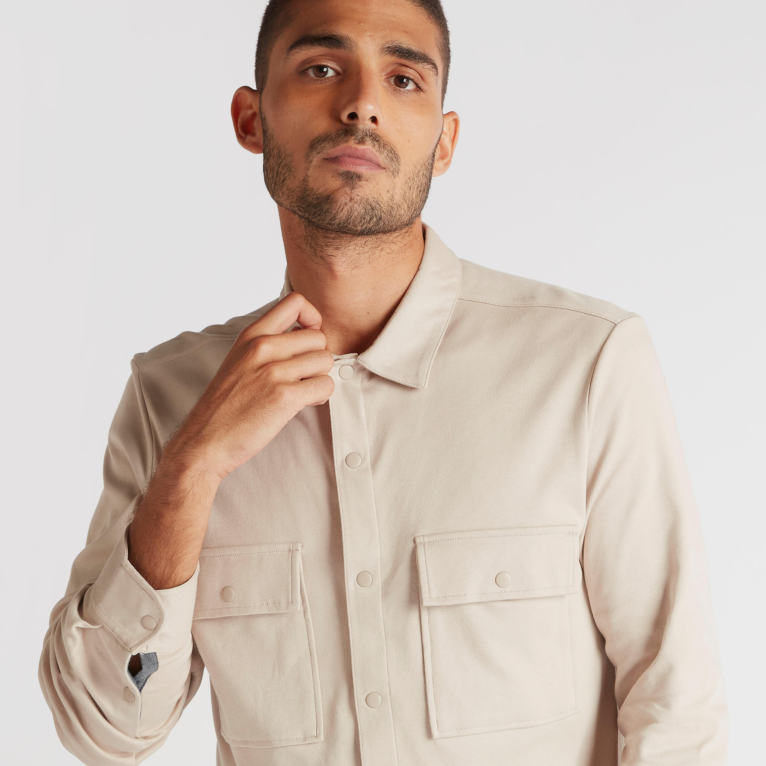 Iconic Solid Shacket with Long Sleeves and Flap Pockets-men-clothing-shirts-image-8