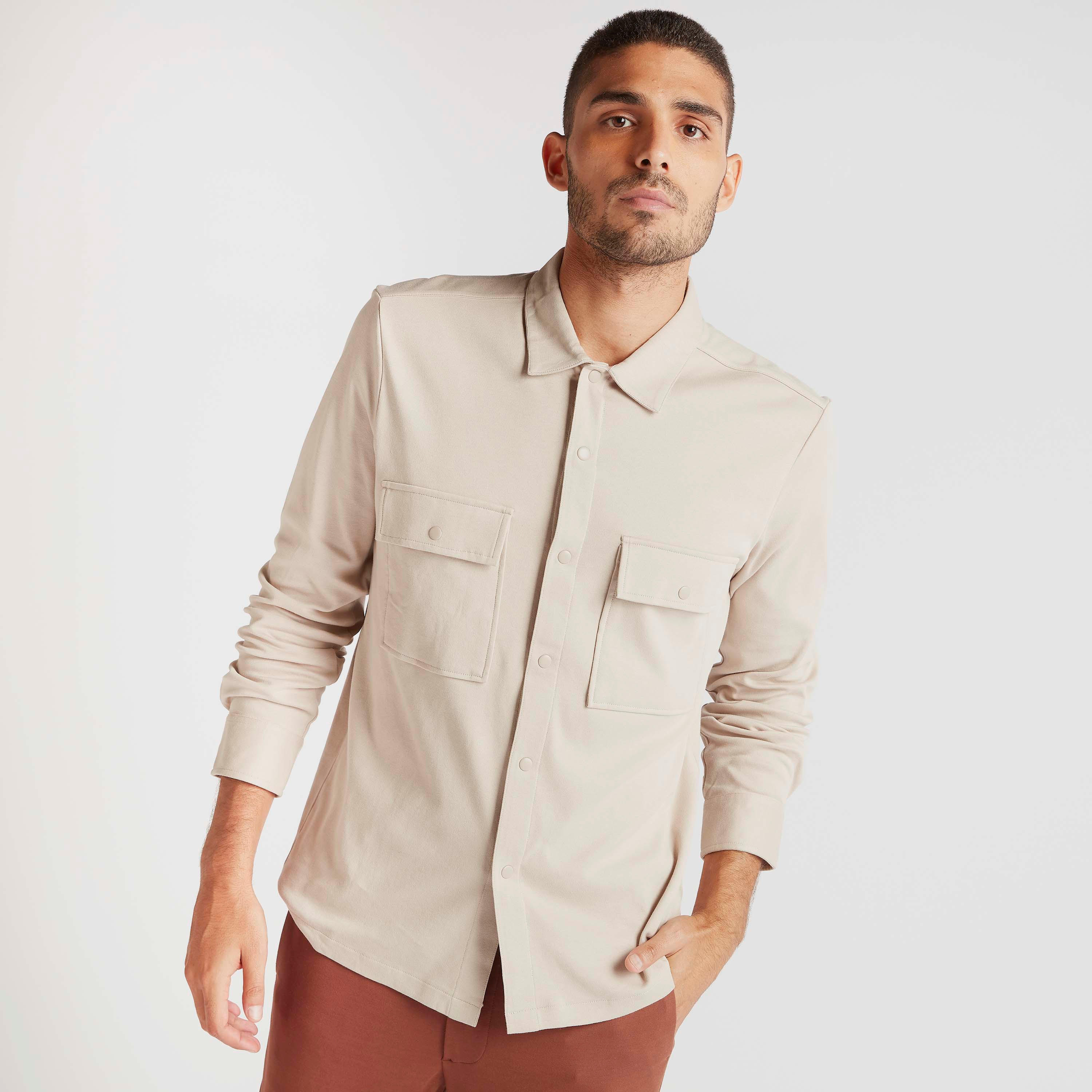 Iconic Solid Shacket with Long Sleeves and Flap Pockets-men-clothing-shirts-image-10
