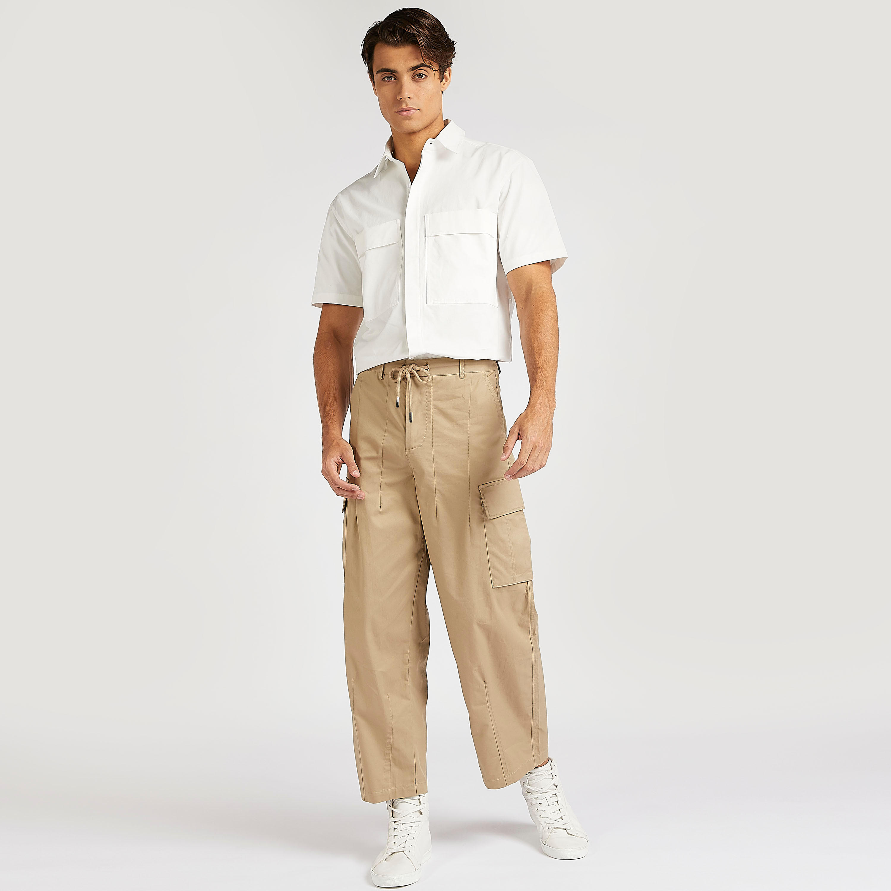 Iconic Solid Shirt with Chest Pockets and Short Sleeves-men-clothing-shirts-image-2