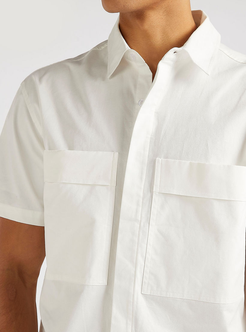 Iconic Solid Shirt with Chest Pockets and Short Sleeves-men-clothing-shirts-image-3