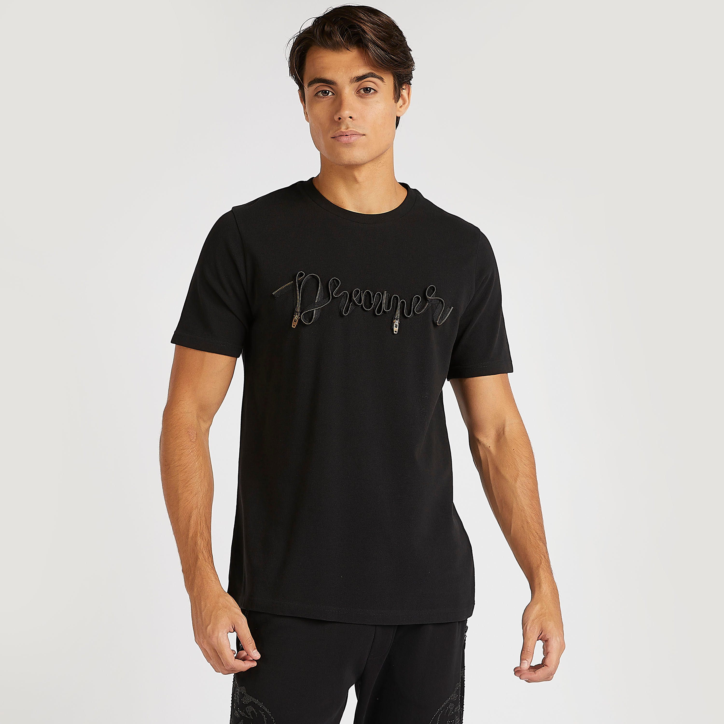Iconic Zipper Embellished T-shirt with Crew Neck-men-clothing-tshirtsandpolos-tshirts-image-1