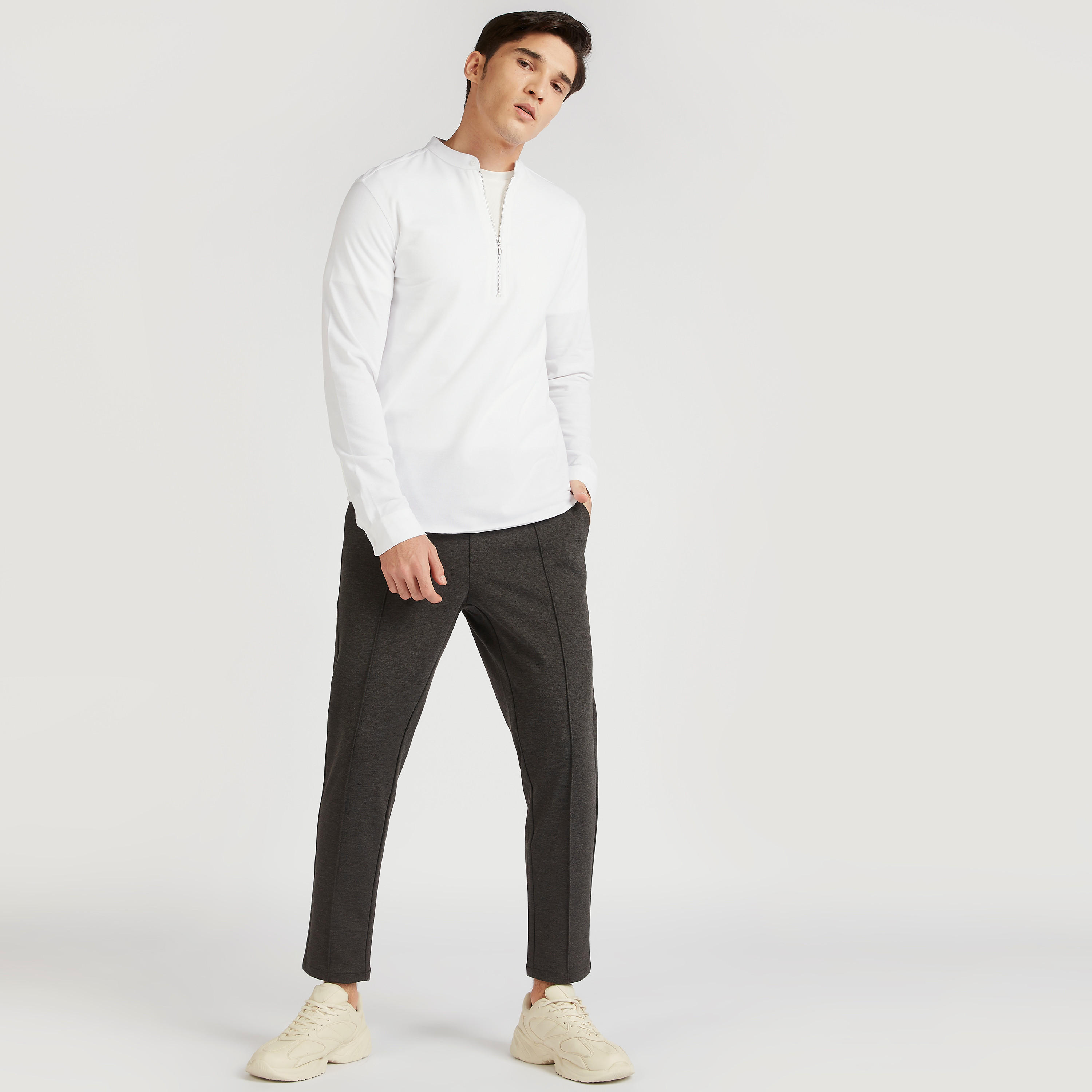 قميص بقصّة سليم وسحاب إغلاق وياقة ماندرين من آيكونيك-men-clothing-shirts-image-2