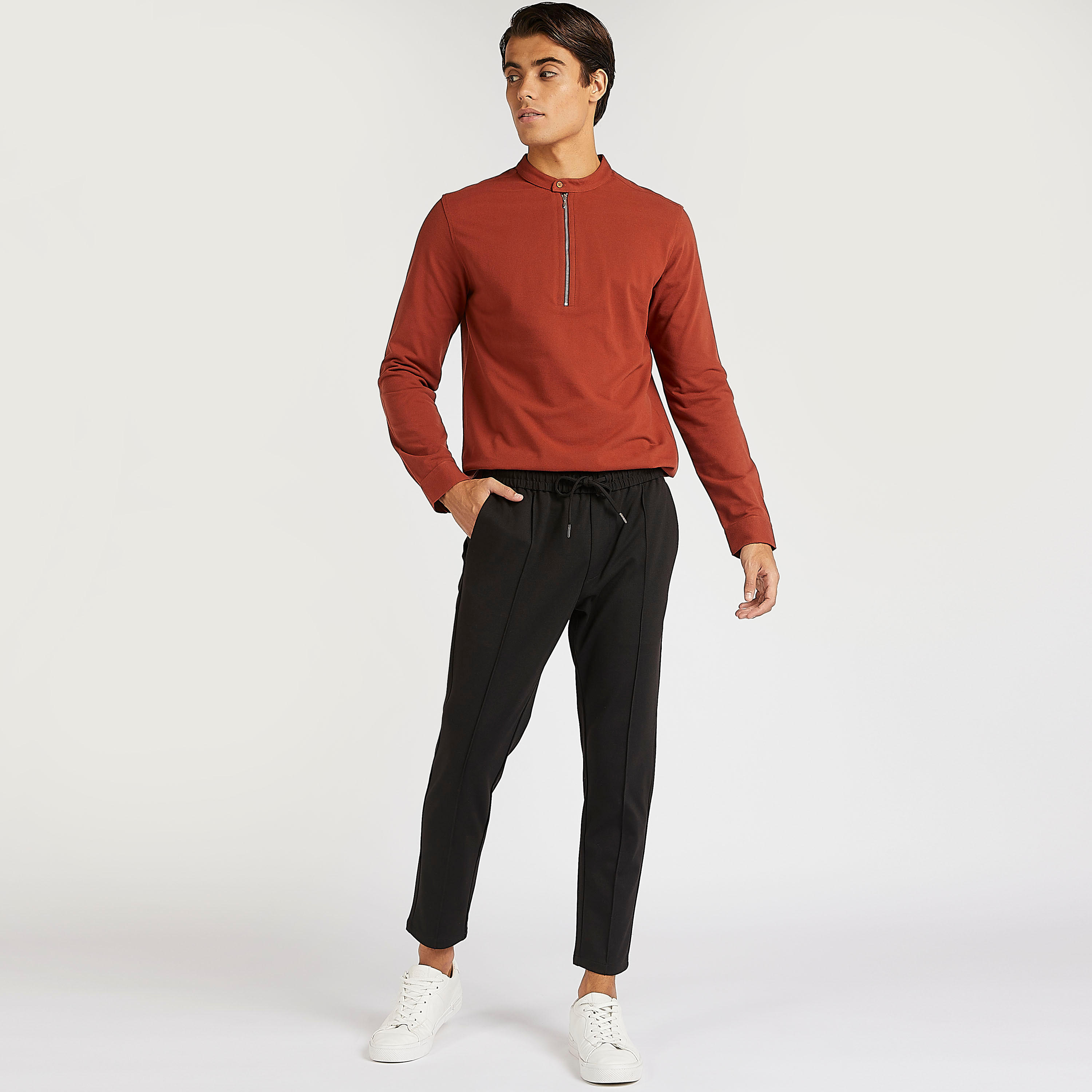 قميص بقصّة سليم وسحاب إغلاق وياقة ماندرين من آيكونيك-men-clothing-shirts-image-7