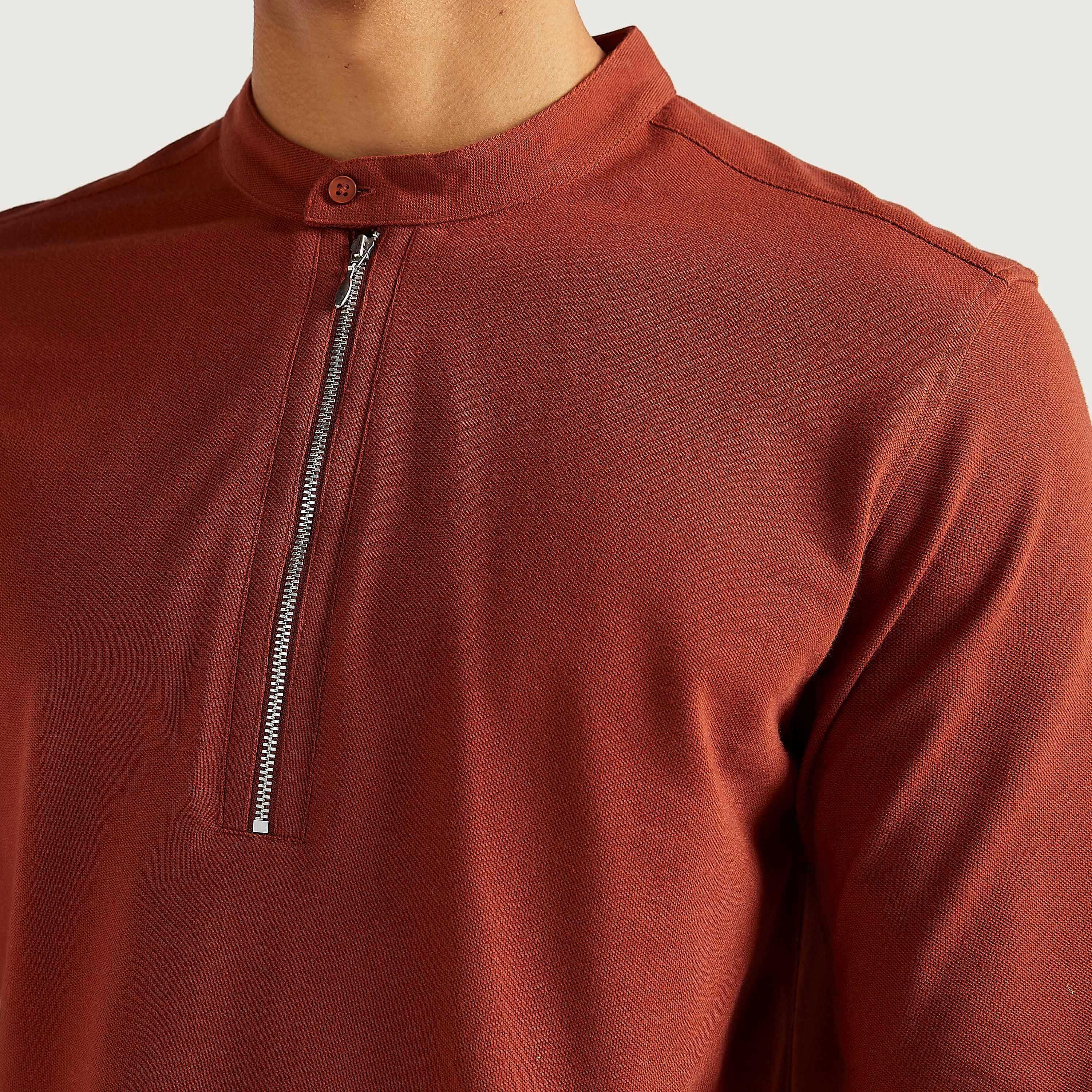 قميص بقصّة سليم وسحاب إغلاق وياقة ماندرين من آيكونيك-men-clothing-shirts-image-8