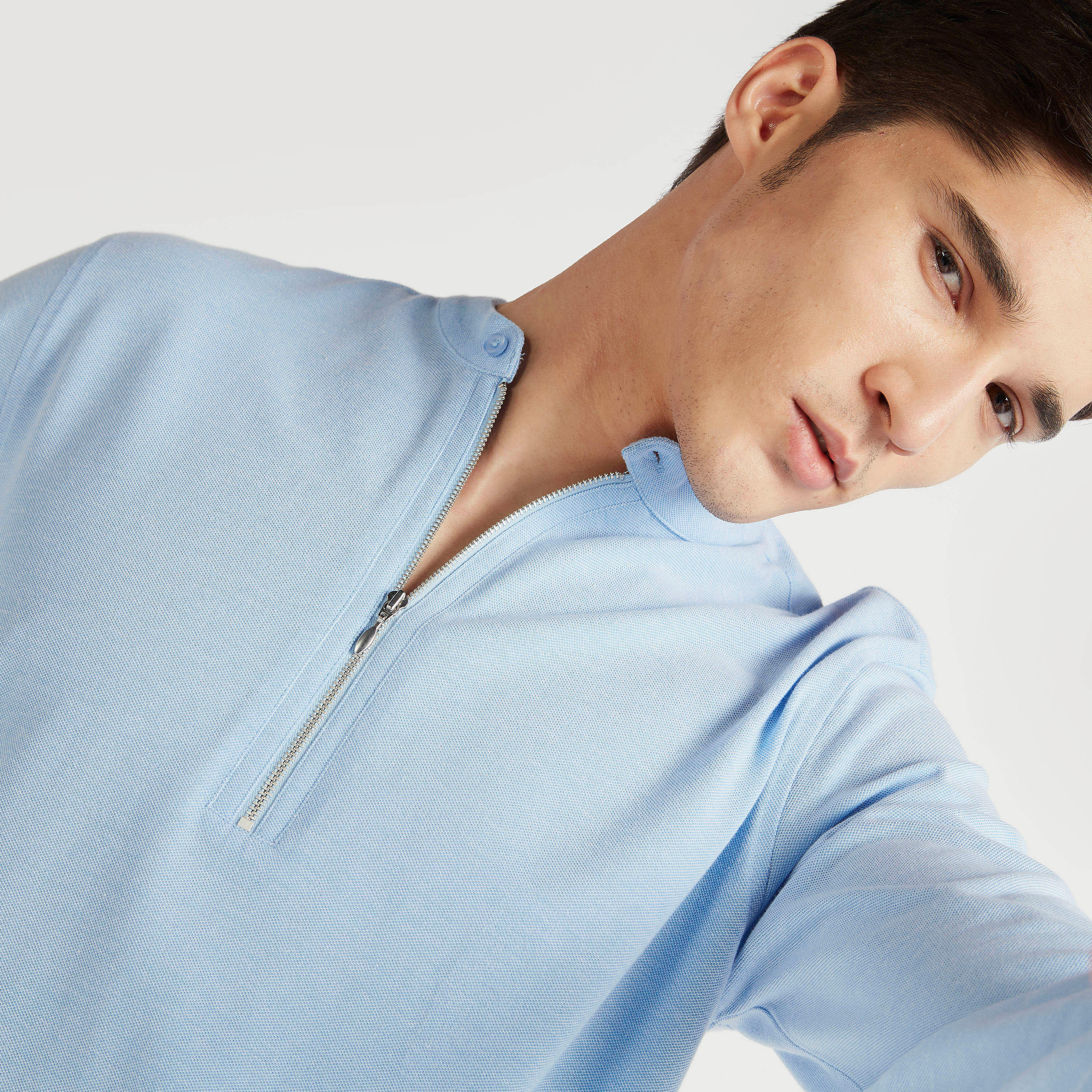 قميص بقصّة سليم وسحاب إغلاق وياقة ماندرين من آيكونيك-men-clothing-shirts-image-18