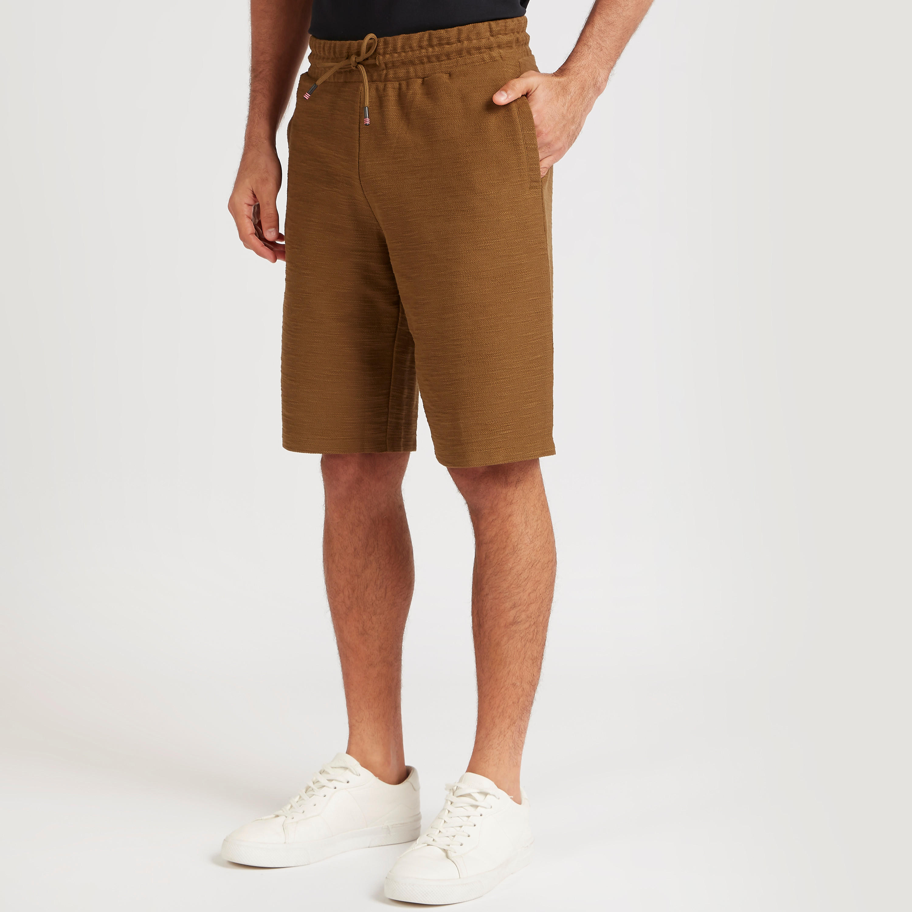 Iconic Textured Shorts with Drawstring Closure and Pockets-men-clothing-bottoms-shorts-image-1