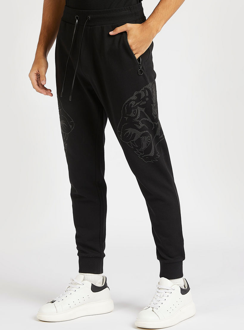 بنطلون رياضي بخصر مرن وجيوب بسحّاب من آيكونيك-men-clothing-bottoms-joggers-image-1