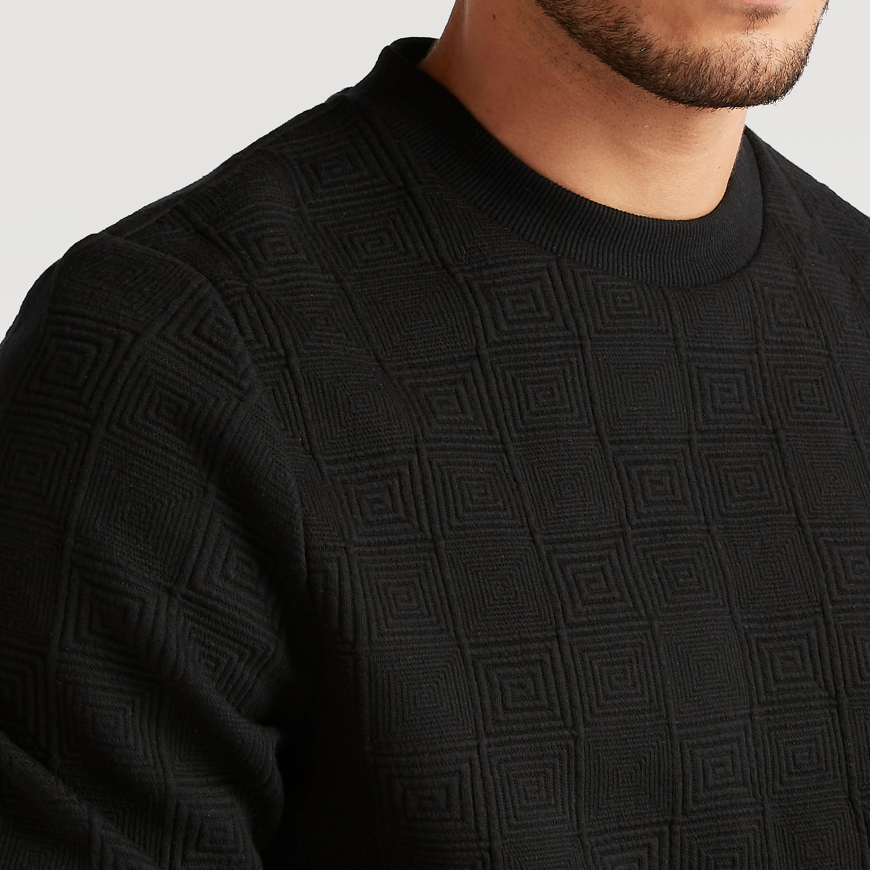 Iconic Textured Sweatshirt with Crew Neck and Long Sleeves-men-winterwear-hoodiesandsweatshirts-image-3