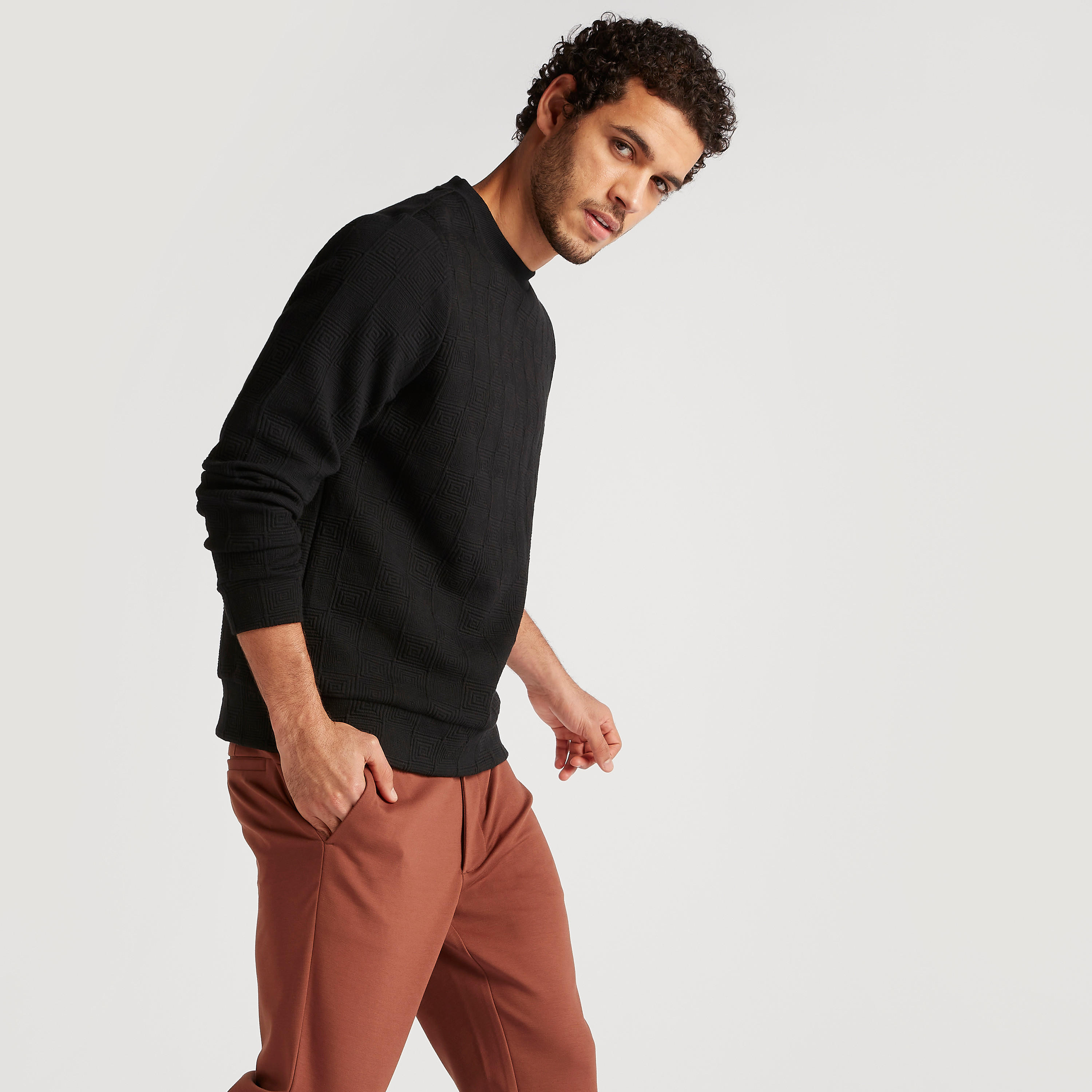 Iconic Textured Sweatshirt with Crew Neck and Long Sleeves-men-winterwear-hoodiesandsweatshirts-image-5