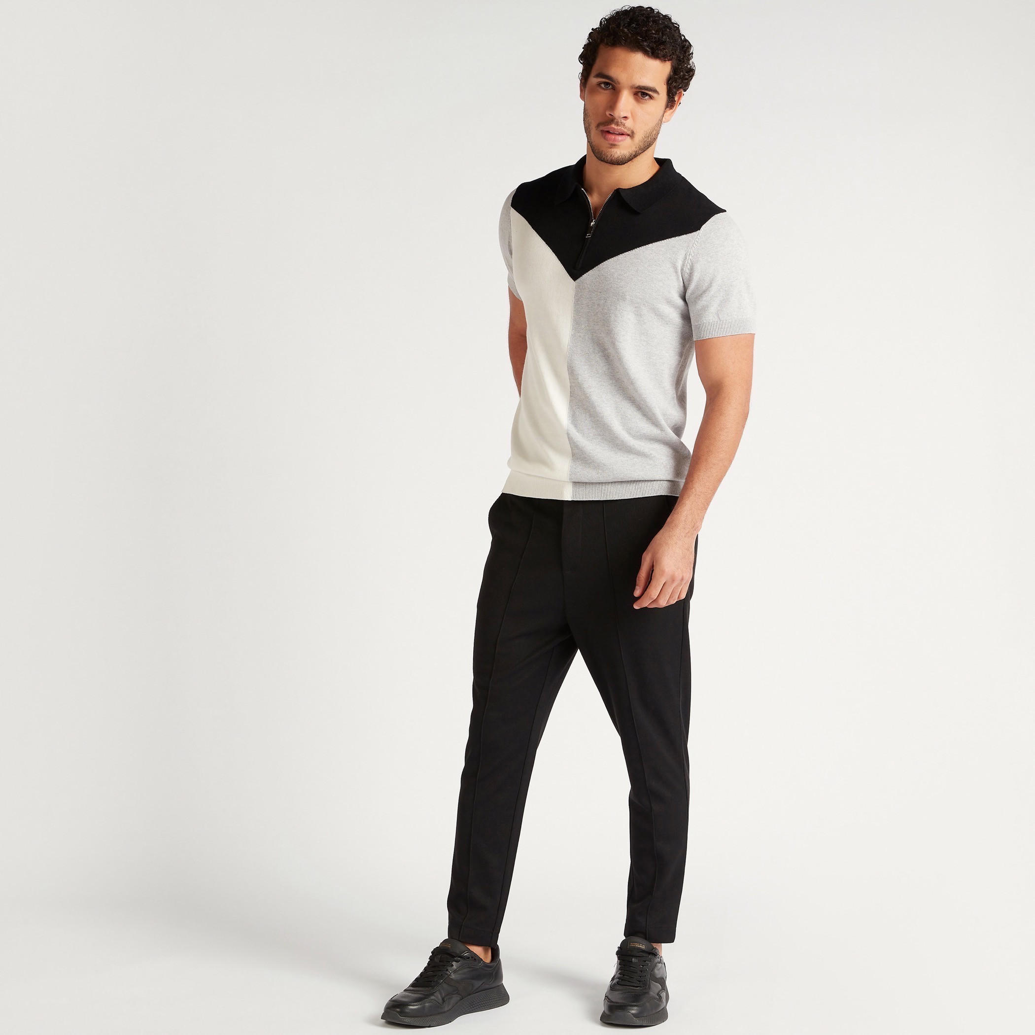 تيشيرت بولو بقوالب ملوّنة وسحّاب إغلاق وأكمام قصيرة من آيكونيك-men-clothing-tshirtsandpolos-polos-image-2