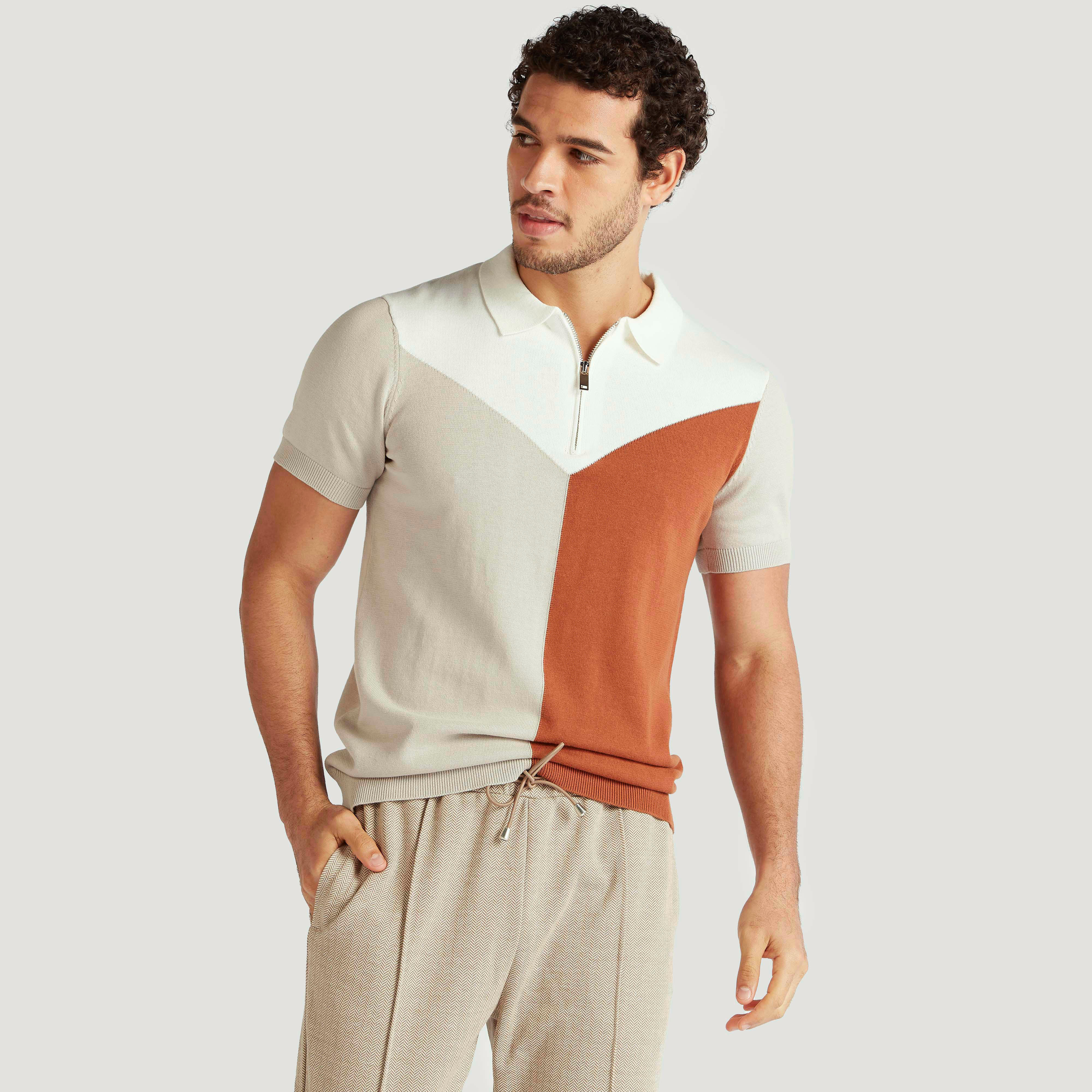 تيشيرت بولو بقوالب ملوّنة وسحّاب إغلاق وأكمام قصيرة من آيكونيك-men-clothing-tshirtsandpolos-polos-image-7