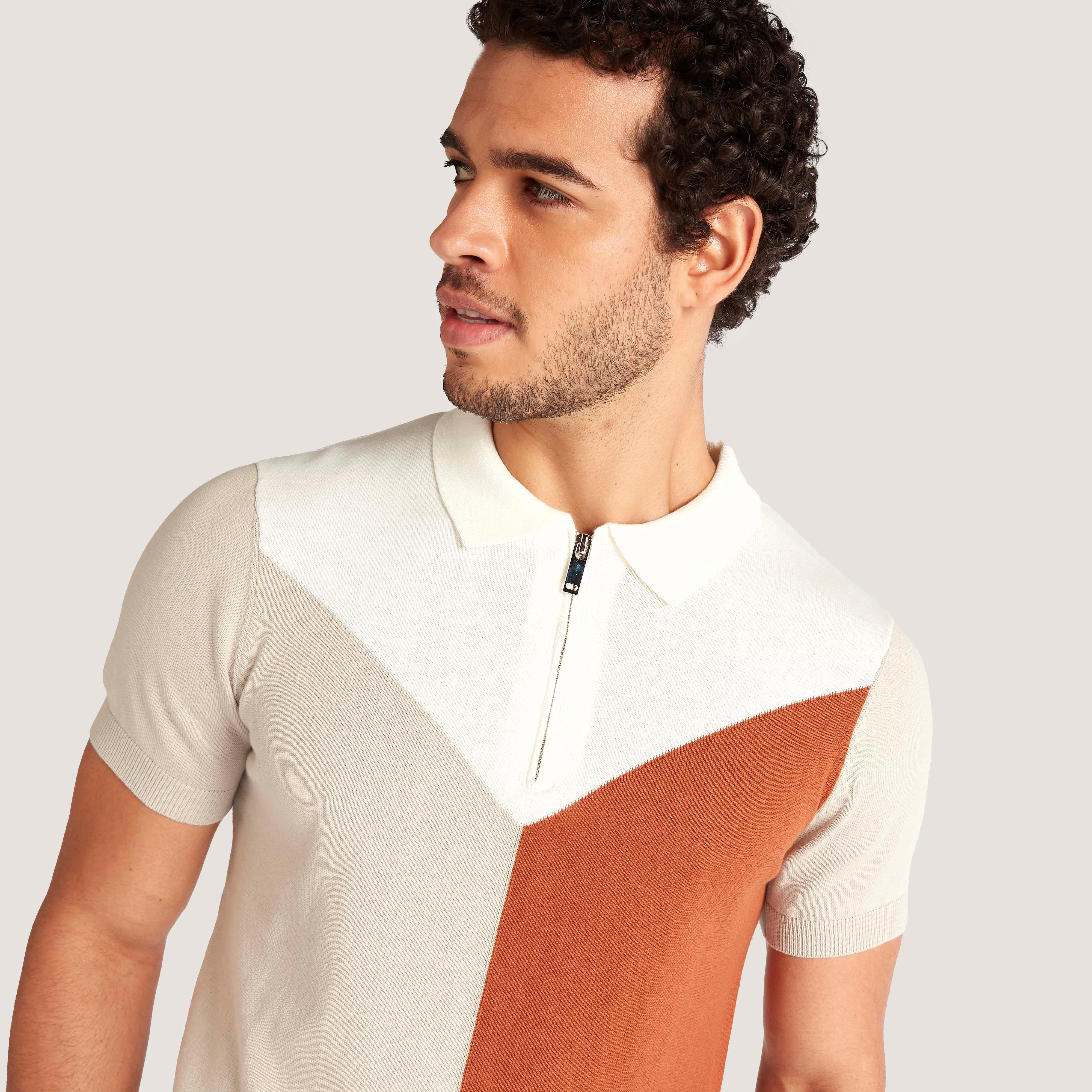 تيشيرت بولو بقوالب ملوّنة وسحّاب إغلاق وأكمام قصيرة من آيكونيك-men-clothing-tshirtsandpolos-polos-image-9