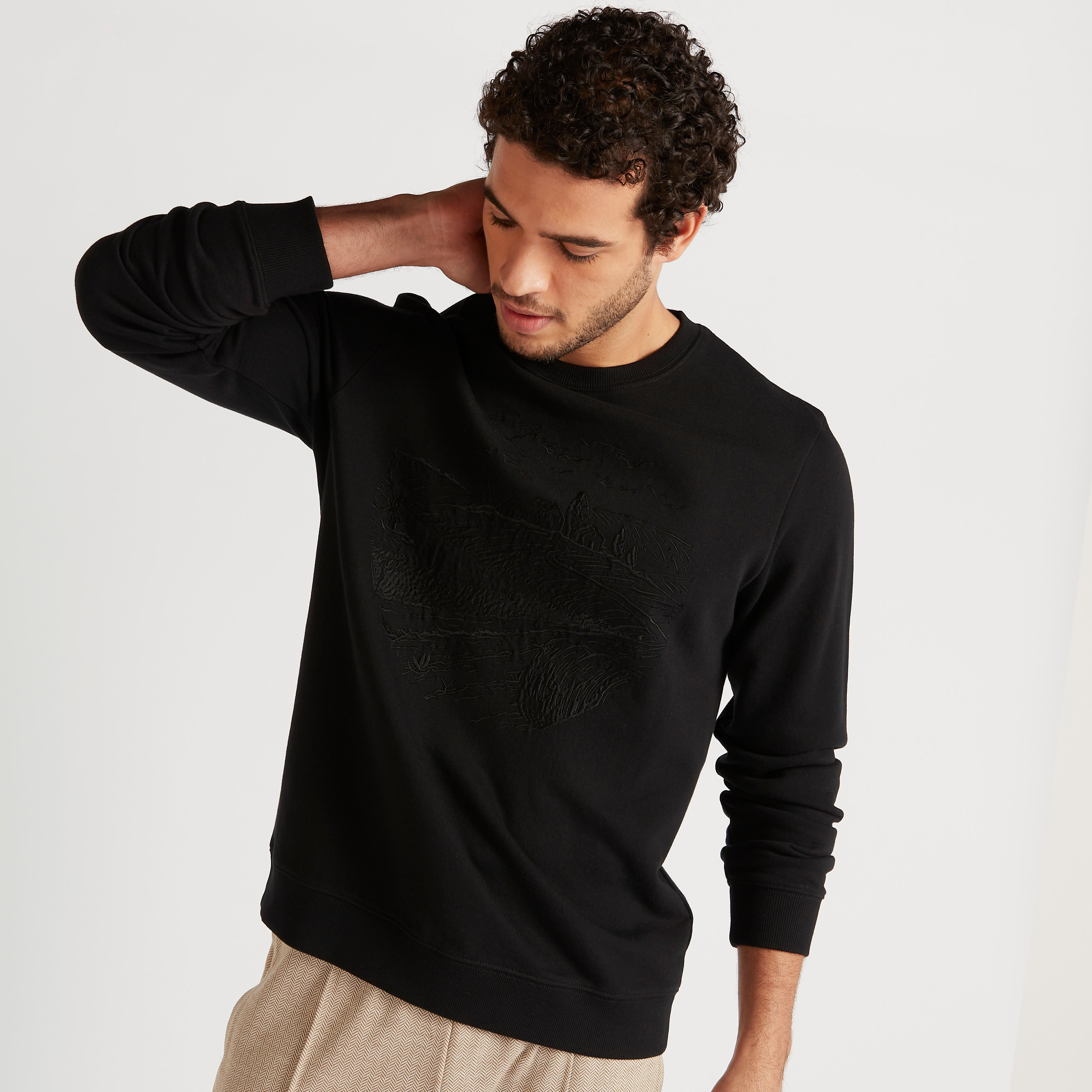 سويت شيرت مطرّز بأكمام طويلة من آيكونيك-men-winterwear-hoodiesandsweatshirts-image-5
