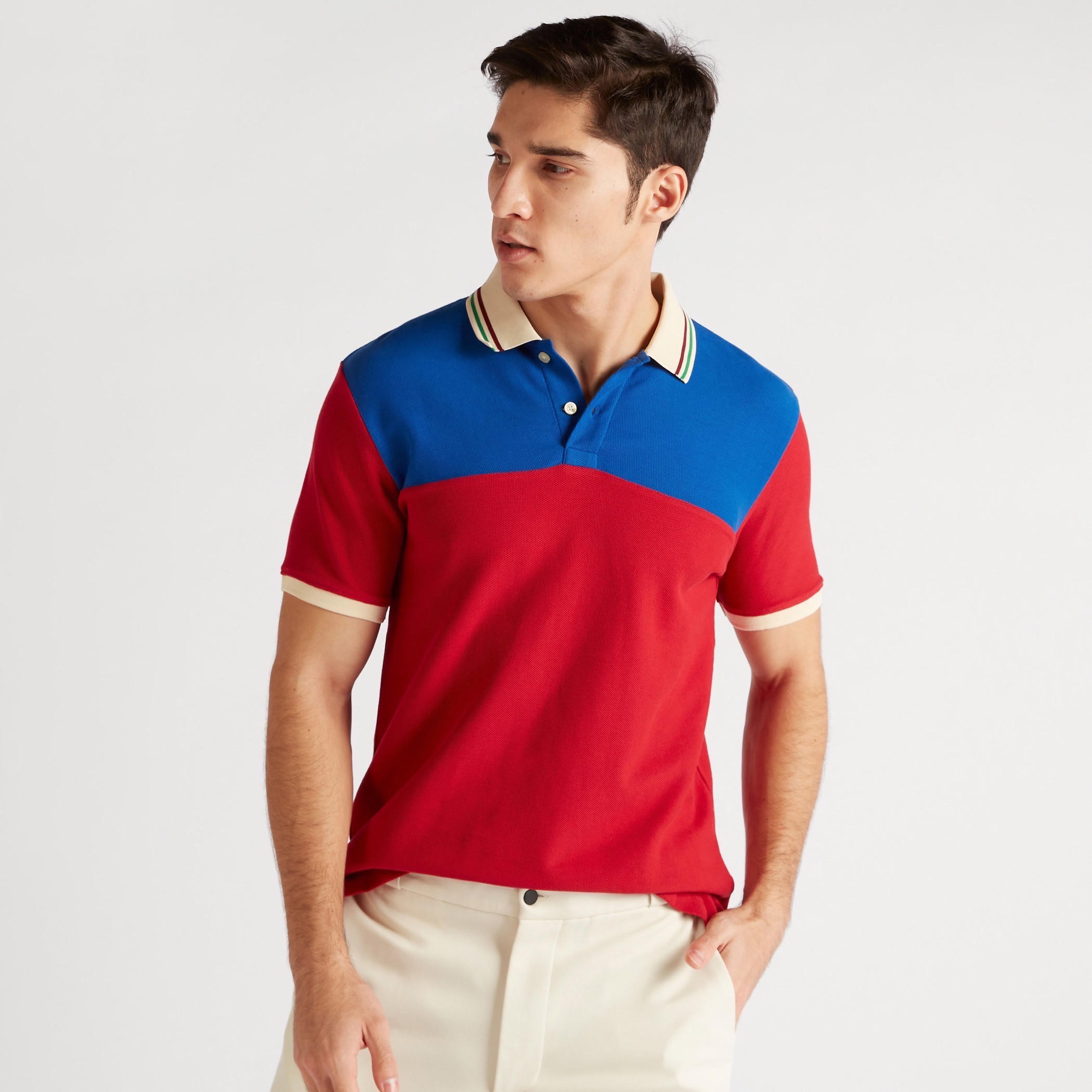 Iconic Panelled Polo T-shirt with Short Sleeves and Button Closure-men-clothing-tshirtsandpolos-polos-image-5