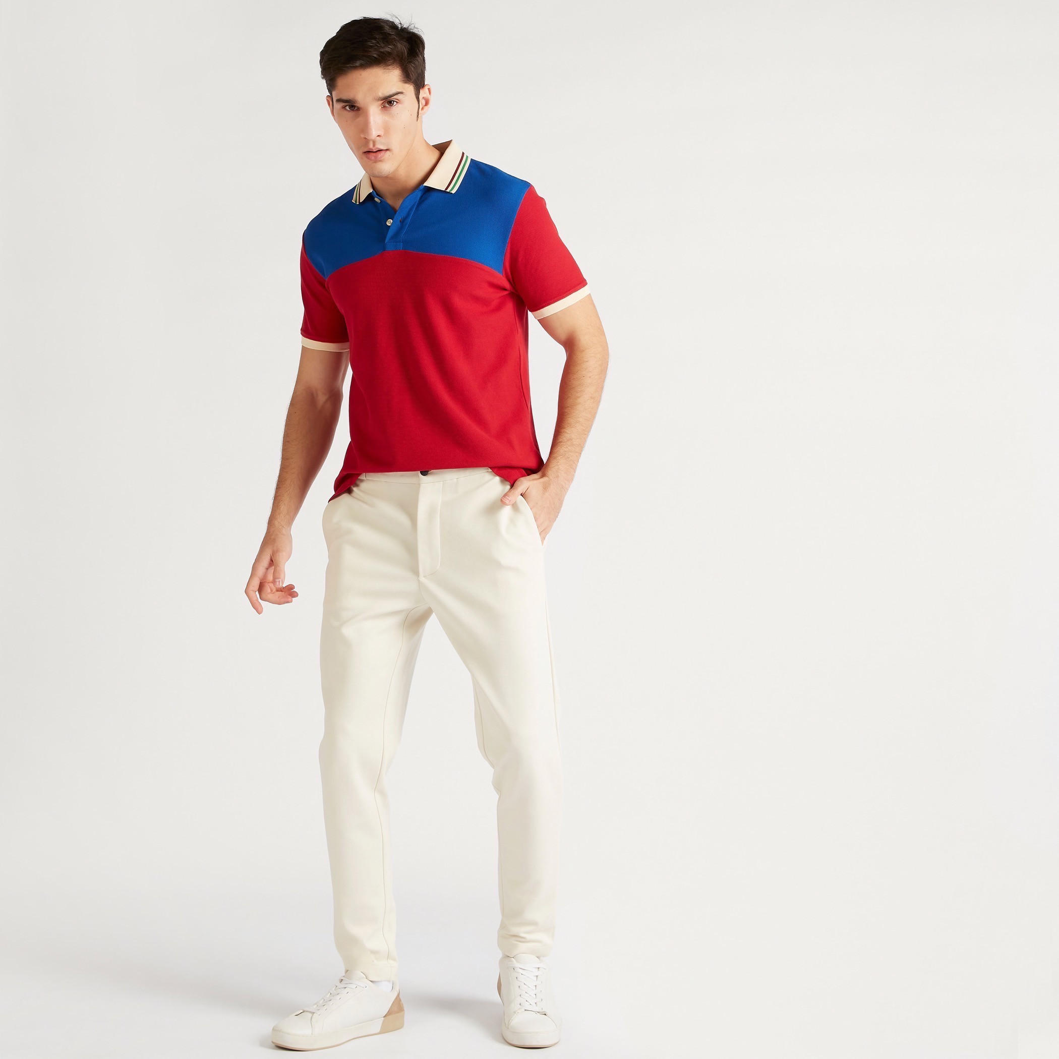 Iconic Panelled Polo T-shirt with Short Sleeves and Button Closure-men-clothing-tshirtsandpolos-polos-image-6