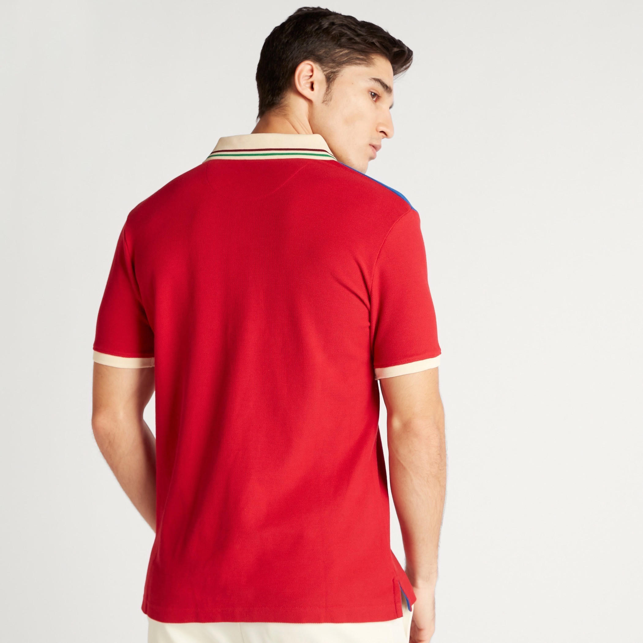 Iconic Panelled Polo T-shirt with Short Sleeves and Button Closure-men-clothing-tshirtsandpolos-polos-image-8