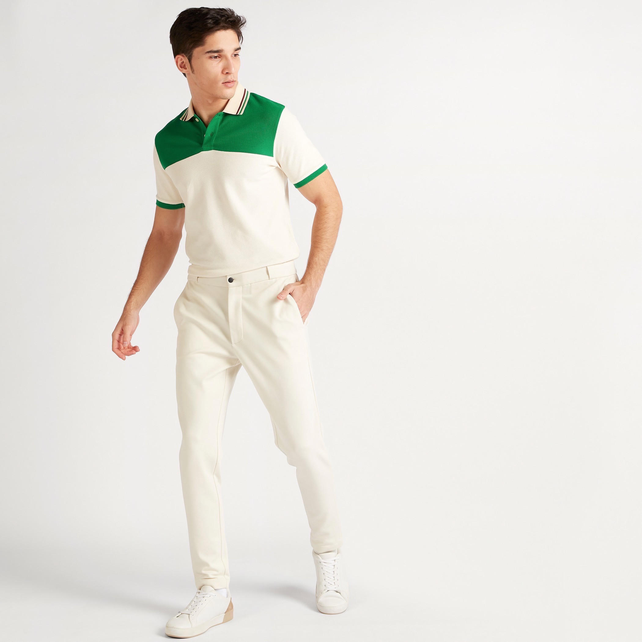 Iconic Panelled Polo T-shirt with Short Sleeves and Button Closure-men-clothing-tshirtsandpolos-polos-image-2