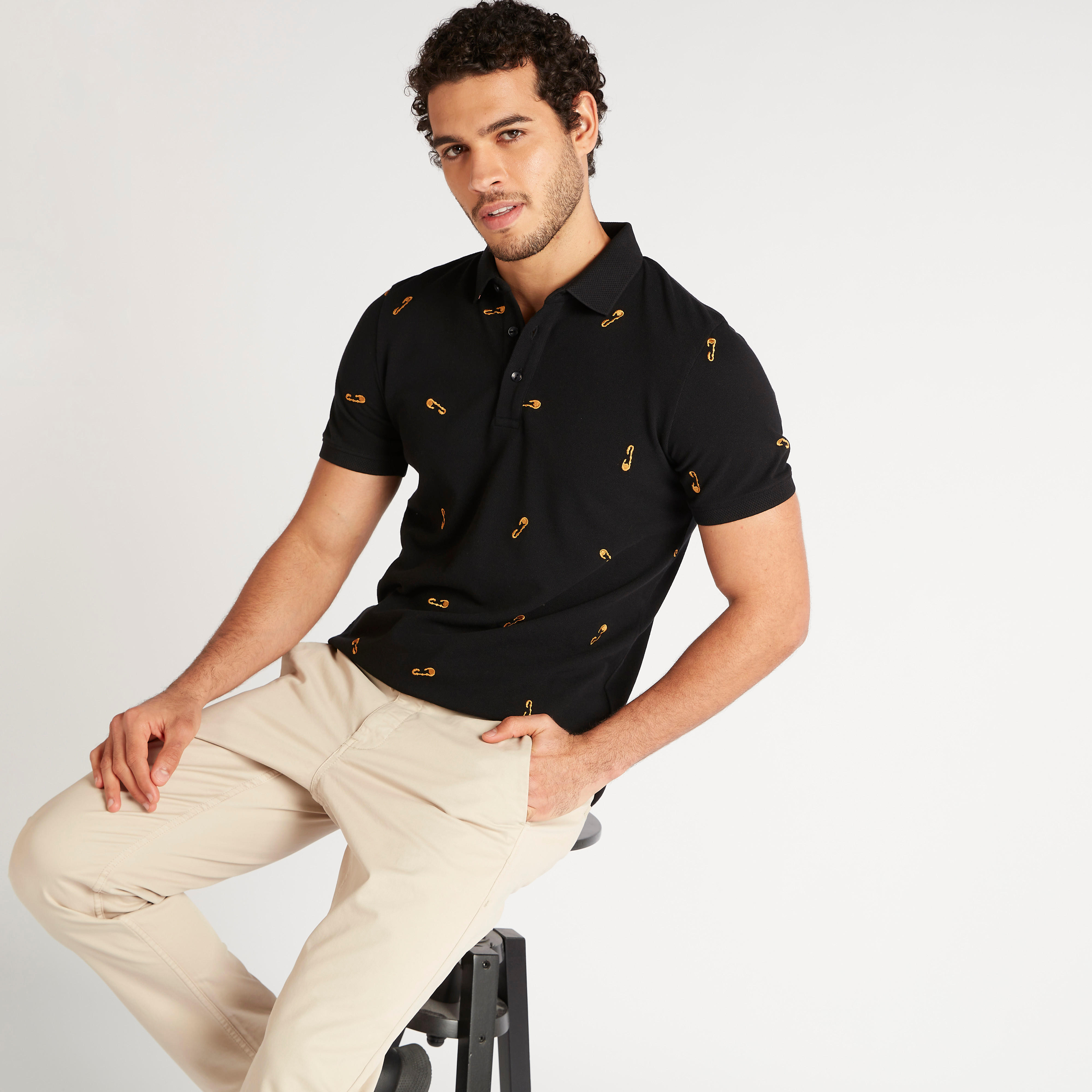تيشيرت بولو مطرّز بأكمام قصيرة من آيكونيك-men-clothing-tshirtsandpolos-polos-image-5