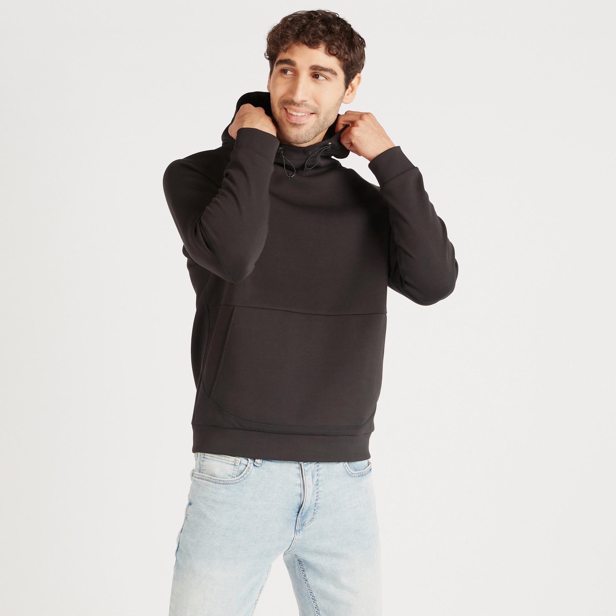Iconic Solid Hooded Sweatshirt with Long Sleeves-men-winterwear-hoodiesandsweatshirts-image-1