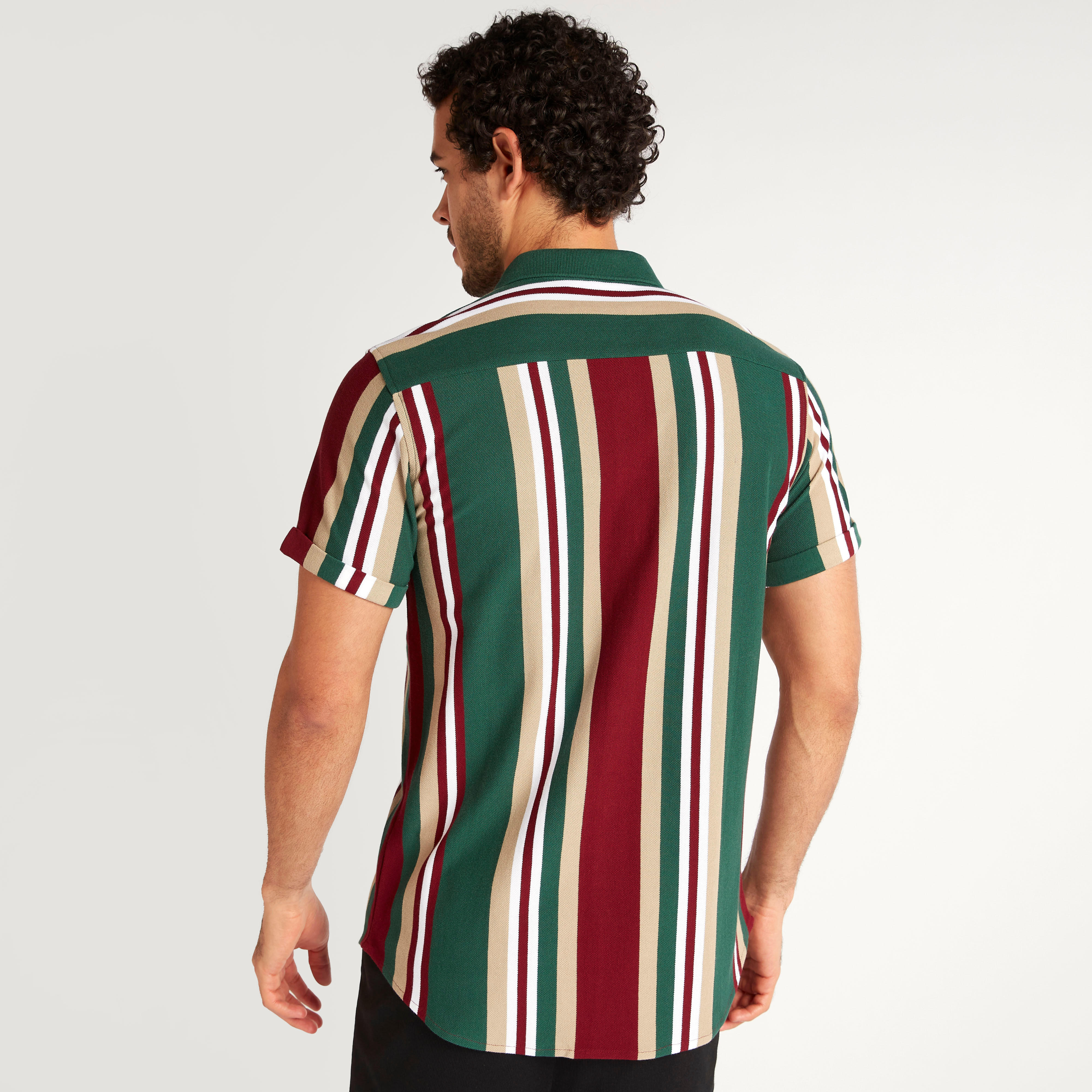 قميص مقلّم بأكمام قصيرة من آيكونيك-men-clothing-shirts-image-4