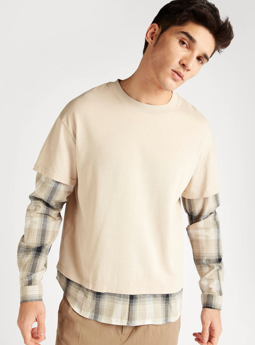 سويت شيرت متعدد الطبقات كاروهات بياقة ضيّقة من آيكونيك-men-winterwear-hoodiesandsweatshirts-image-6