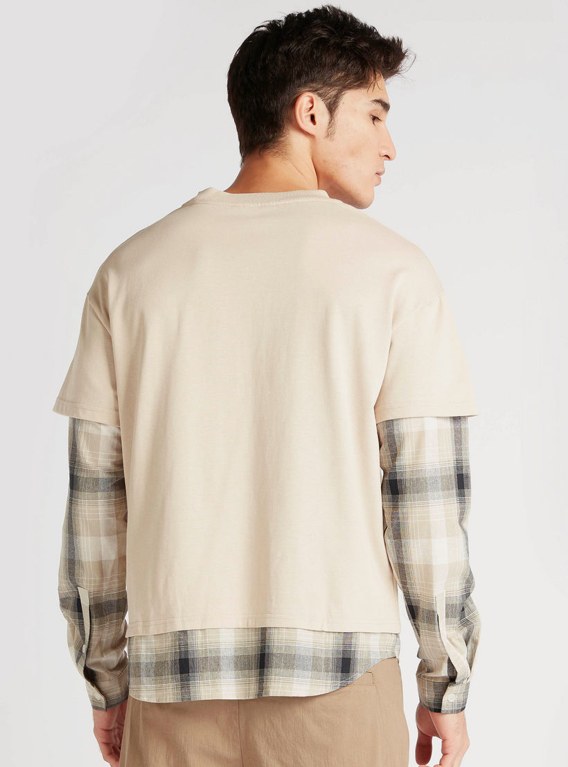 سويت شيرت متعدد الطبقات كاروهات بياقة ضيّقة من آيكونيك-men-winterwear-hoodiesandsweatshirts-image-3