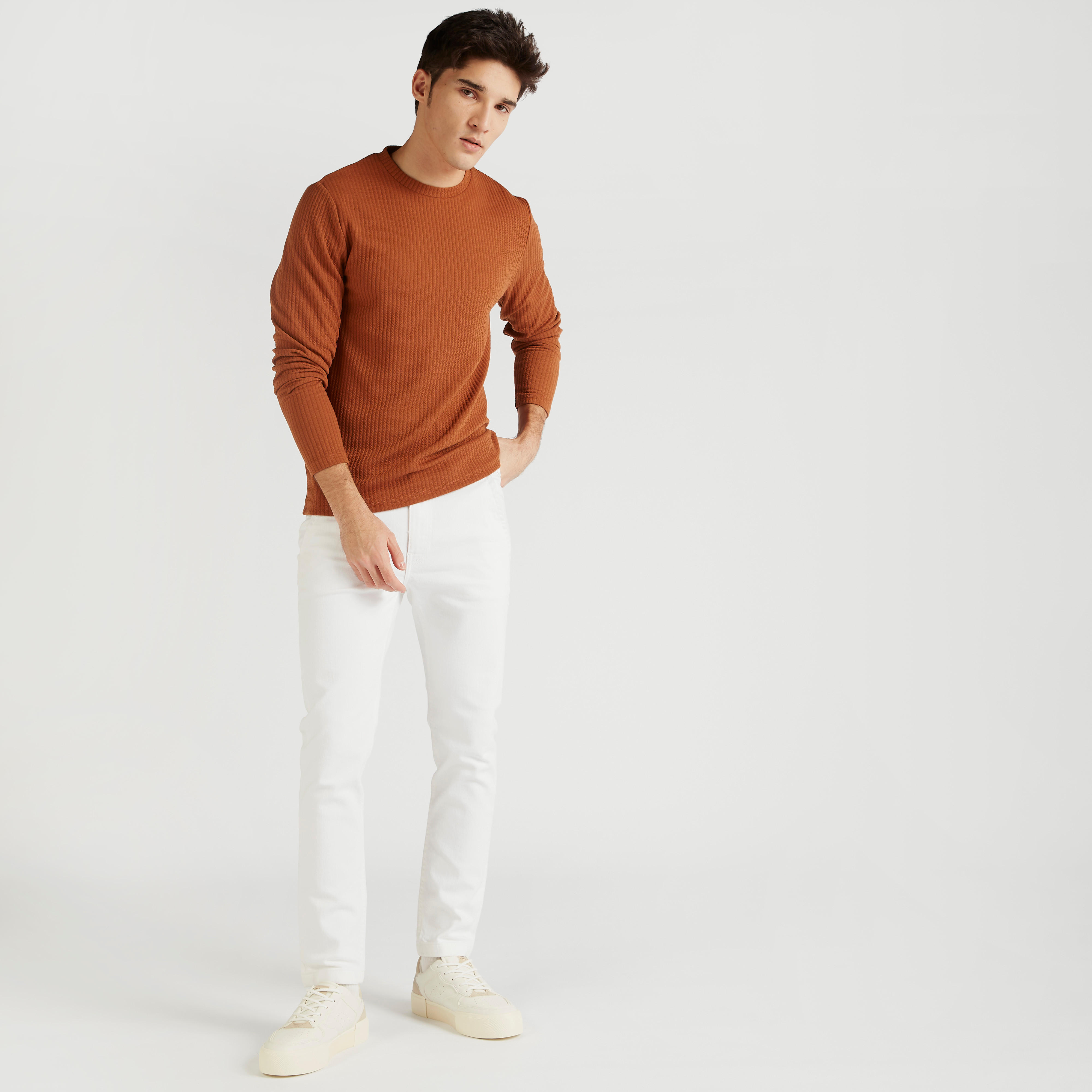 تيشيرت مضلّع بياقة ضيّقة وأكمام طويلة من آيكونيك-men-clothing-tshirtsandpolos-tshirts-image-3