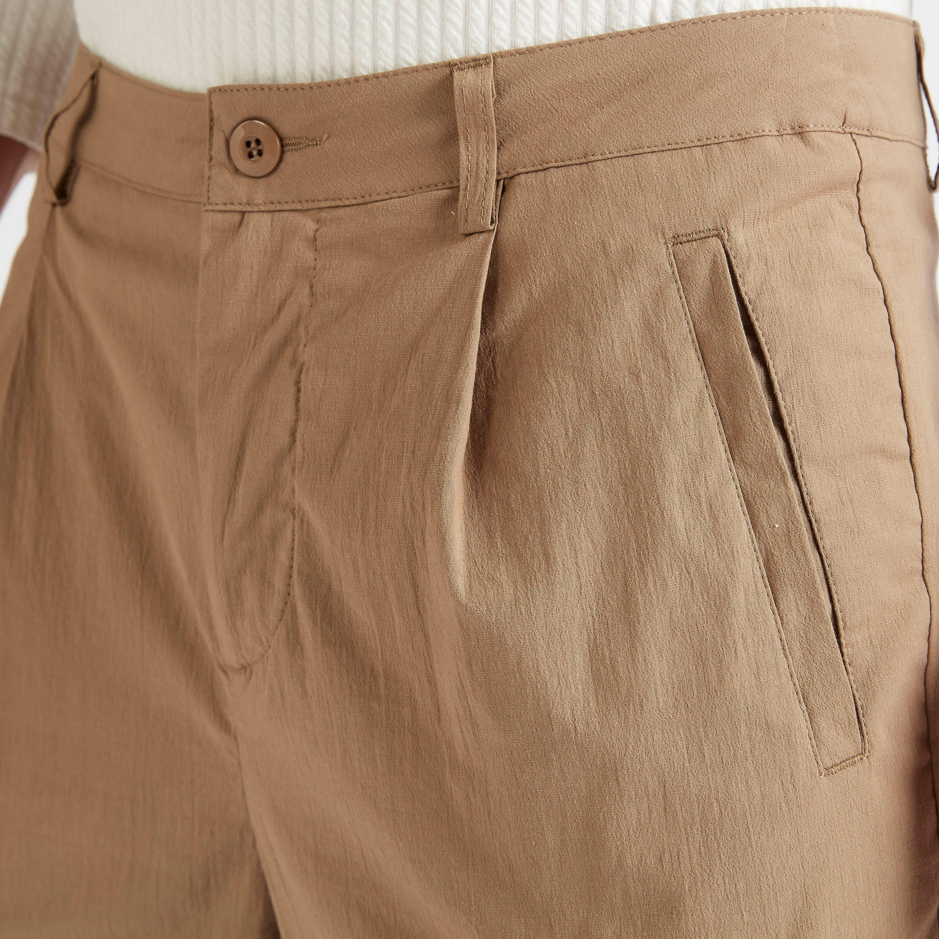 Iconic Solid Mid-Rise Cargo Pants with Pockets and Button Closure-men-clothing-bottoms-trousersandchinos-trousers-image-3