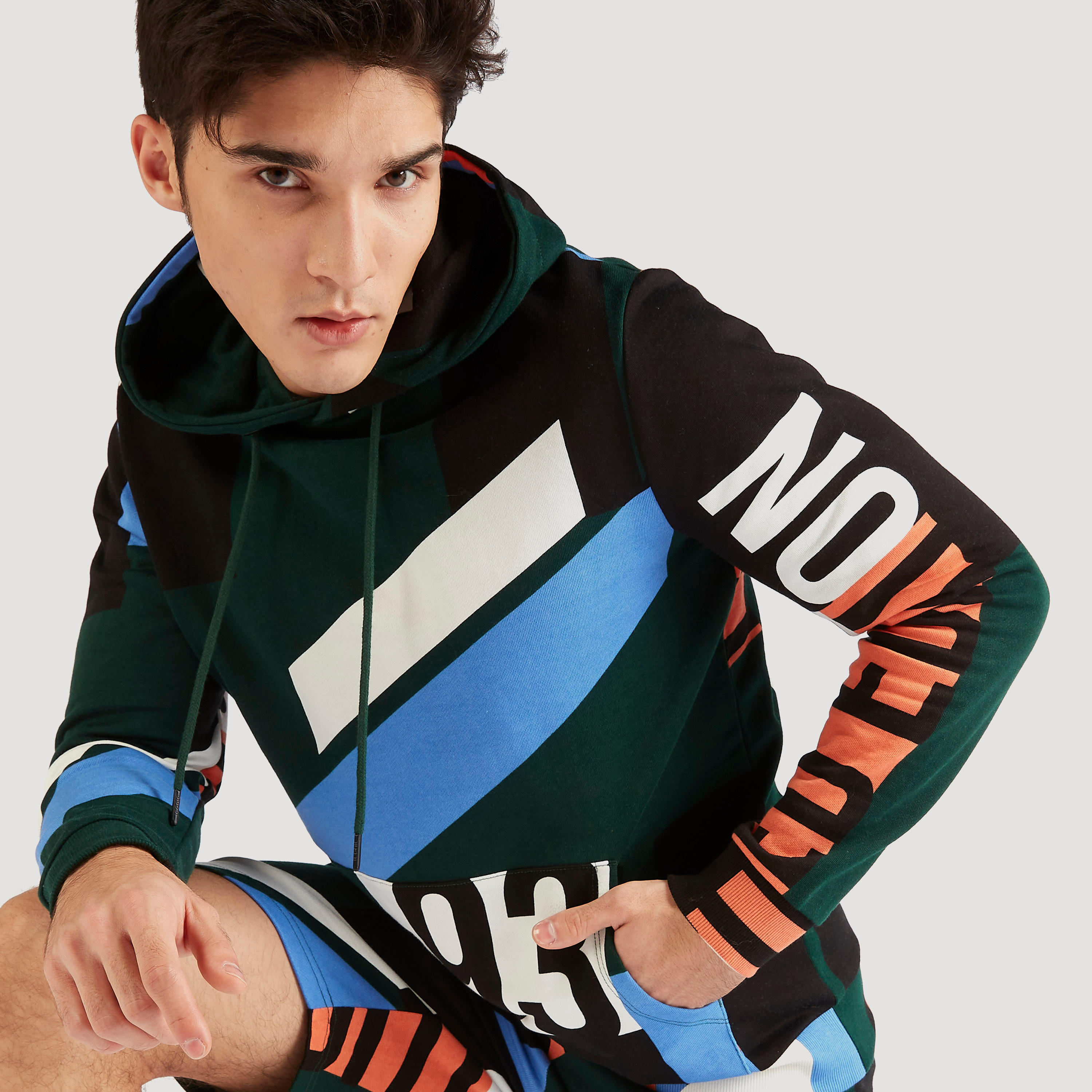Hooded Sweatshirt with Long Sleeves-men-winterwear-hoodiesandsweatshirts-image-1