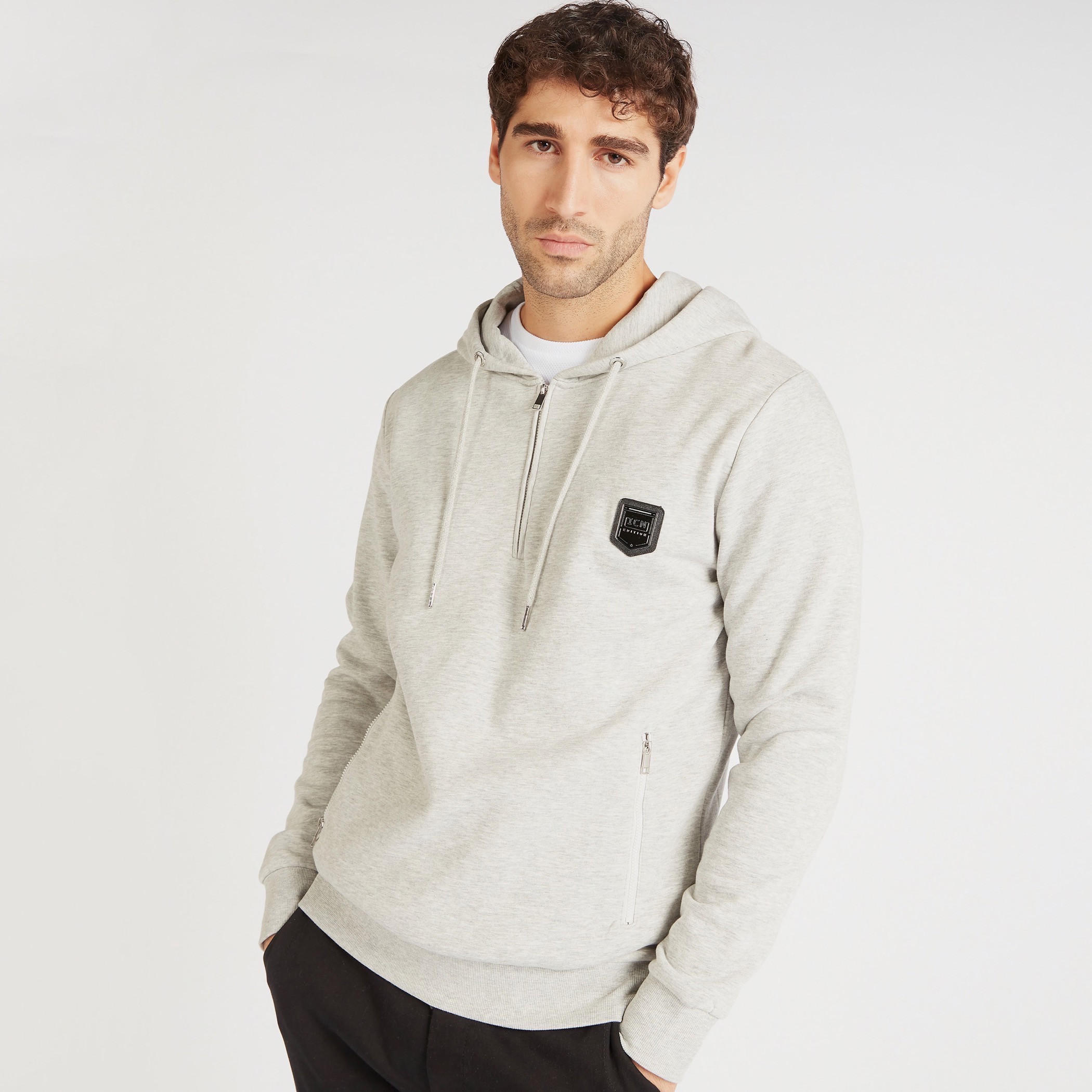 Solid Hooded Sweatshirt with Kangaroo Pockets-men-winterwear-hoodiesandsweatshirts-image-1