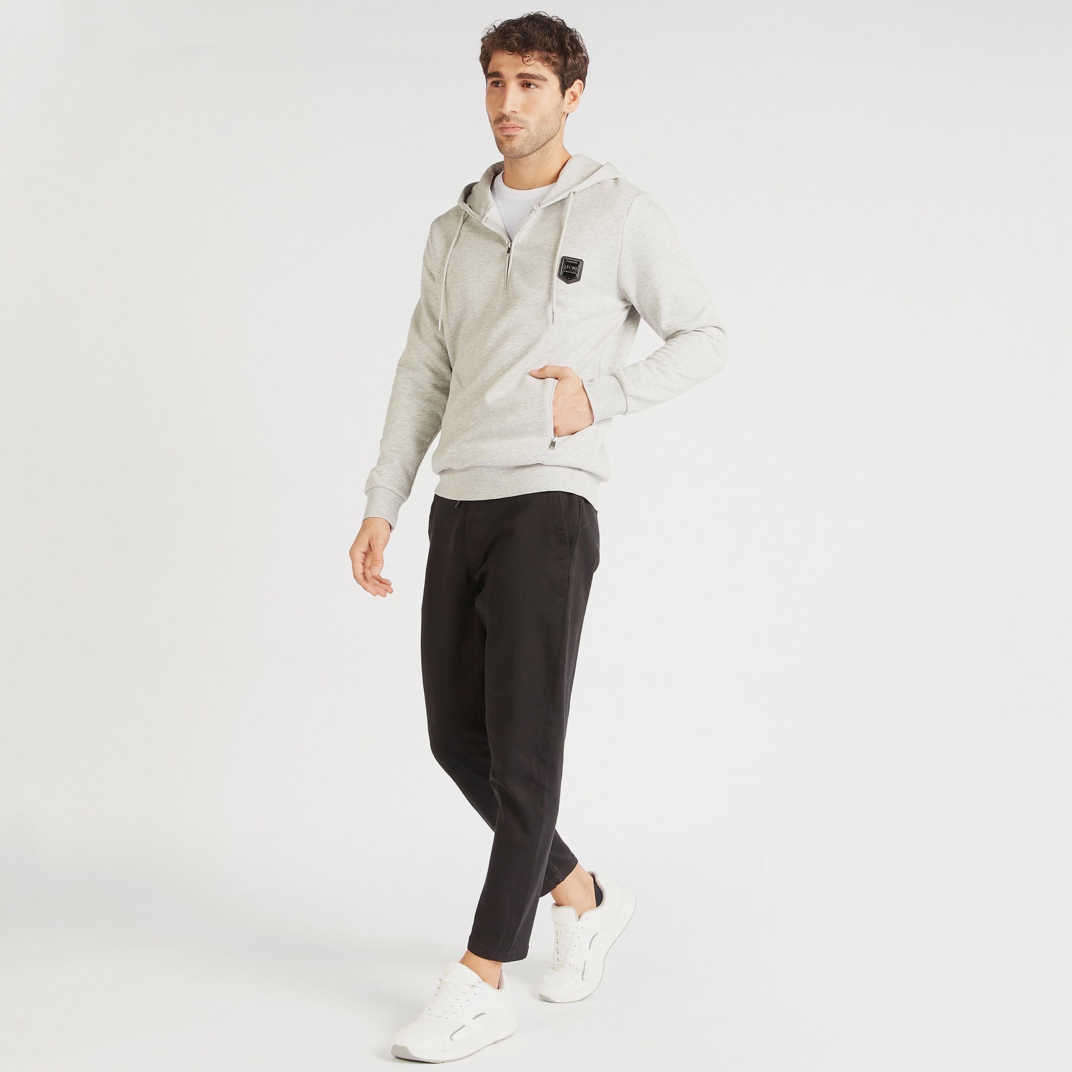 Solid Hooded Sweatshirt with Kangaroo Pockets-men-winterwear-hoodiesandsweatshirts-image-2