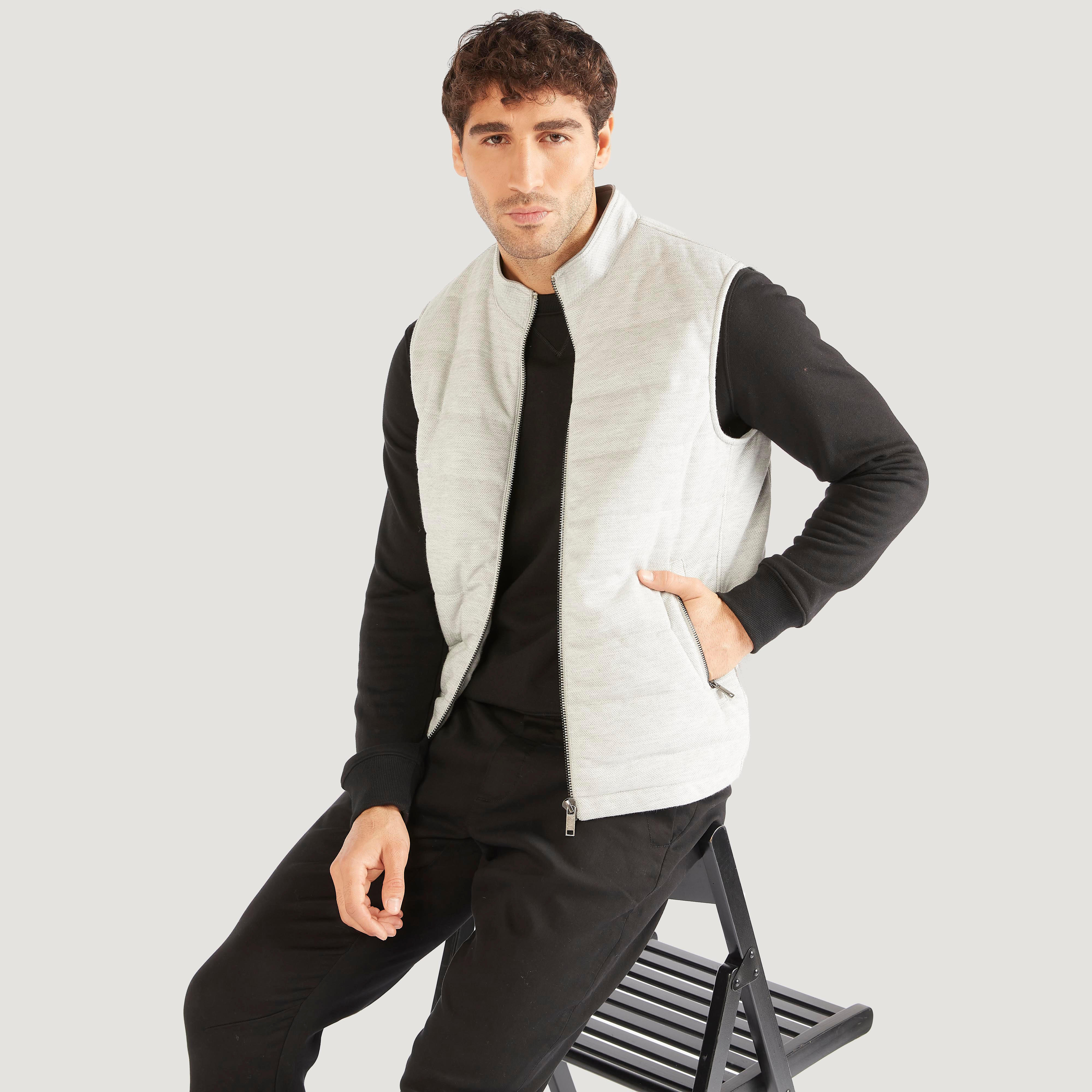 Iconic Textured Zip Through Gilet with Pockets-men-clothing-jacketsandblazers-jackets-image-1