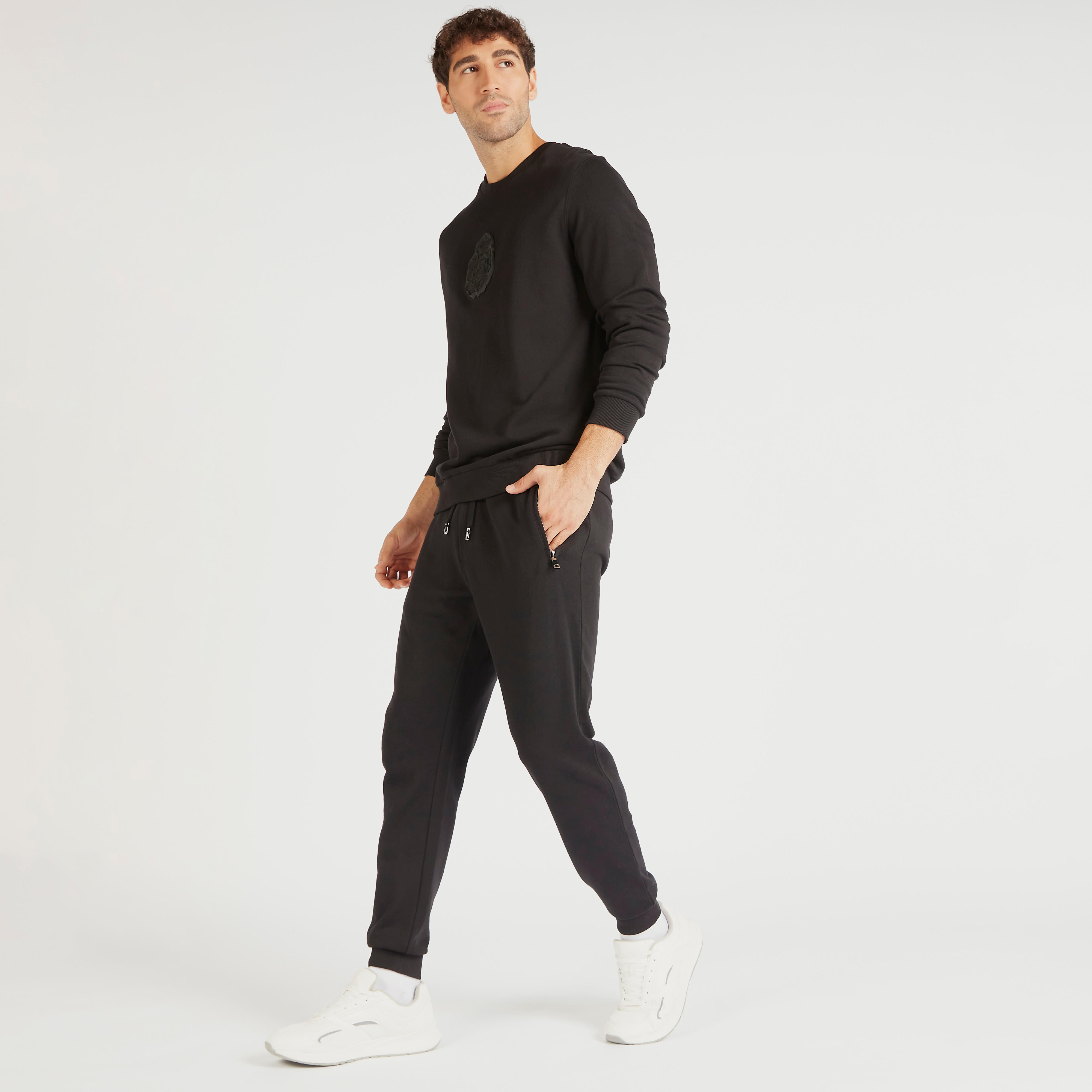 بنطلون رياضي سادة برباط إغلاق وجيوب-men-clothing-bottoms-joggers-image-4