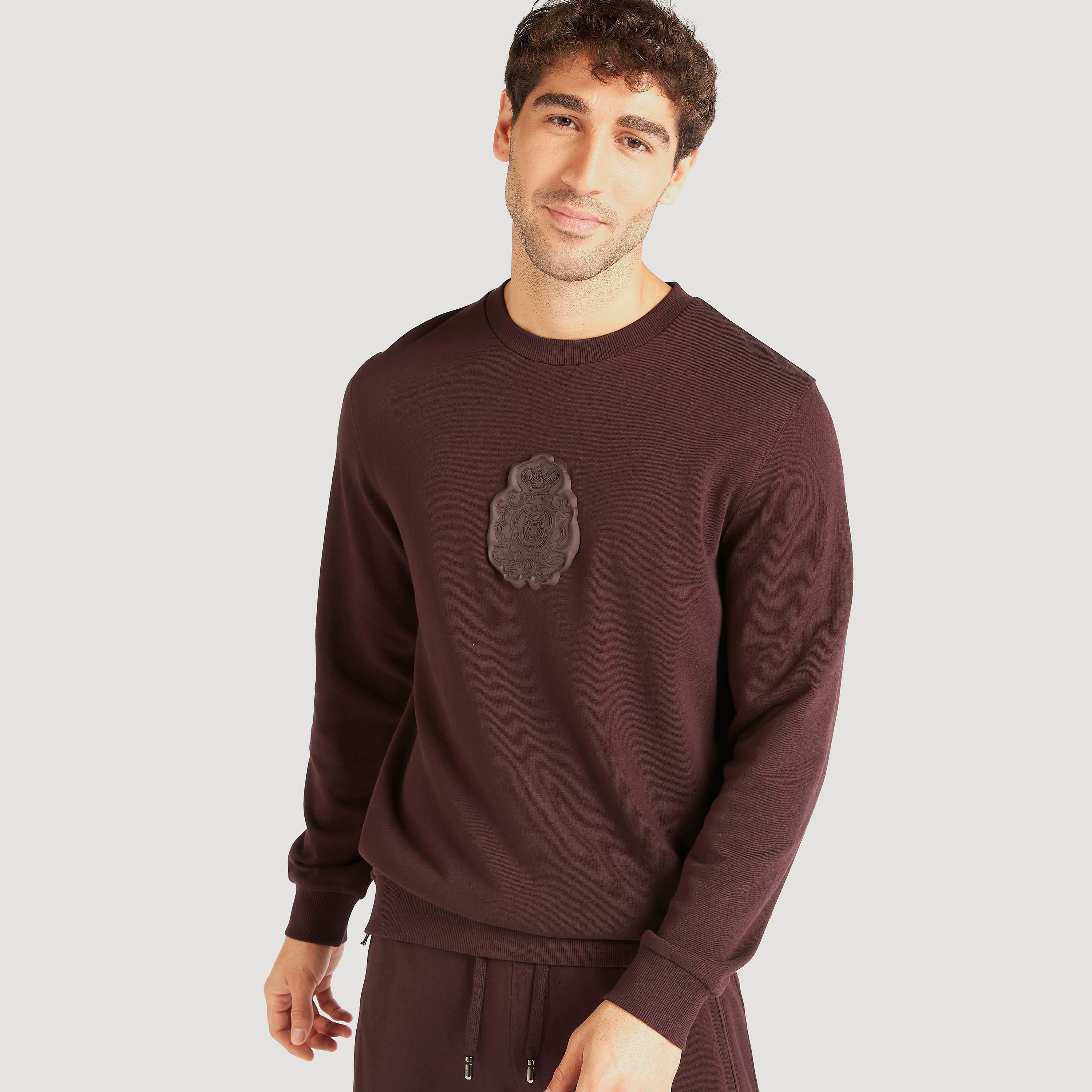 سويت شيرت بأكمام طويلة وياقة ضيّقة وتفاصيل مزخرفة من آيكونيك-men-winterwear-hoodiesandsweatshirts-image-6
