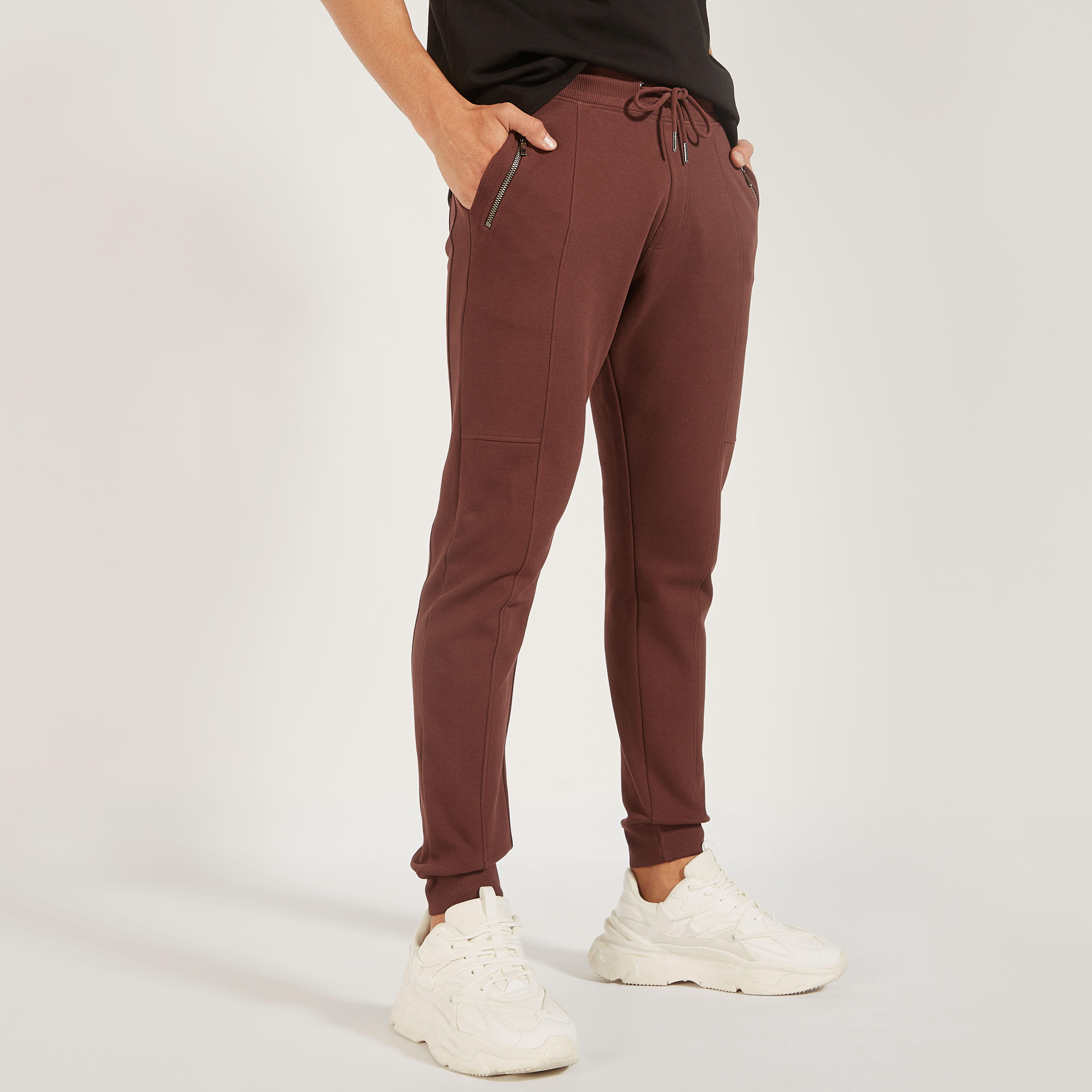 Iconic Textured Joggers with Drawstring Closure and Pockets-men-clothing-bottoms-joggers-image-1
