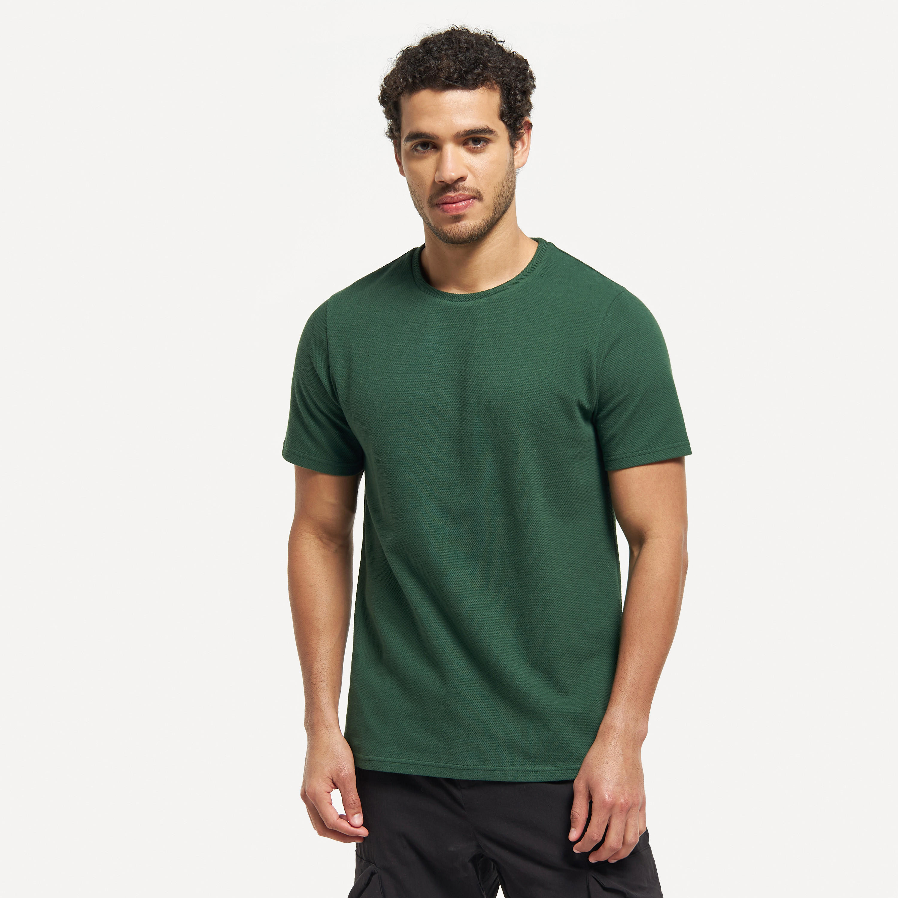 تيشيرت بارز الملمس بياقة ضيّقة وأكمام قصيرة من آيكونك-men-clothing-tshirtsandpolos-tshirts-image-5