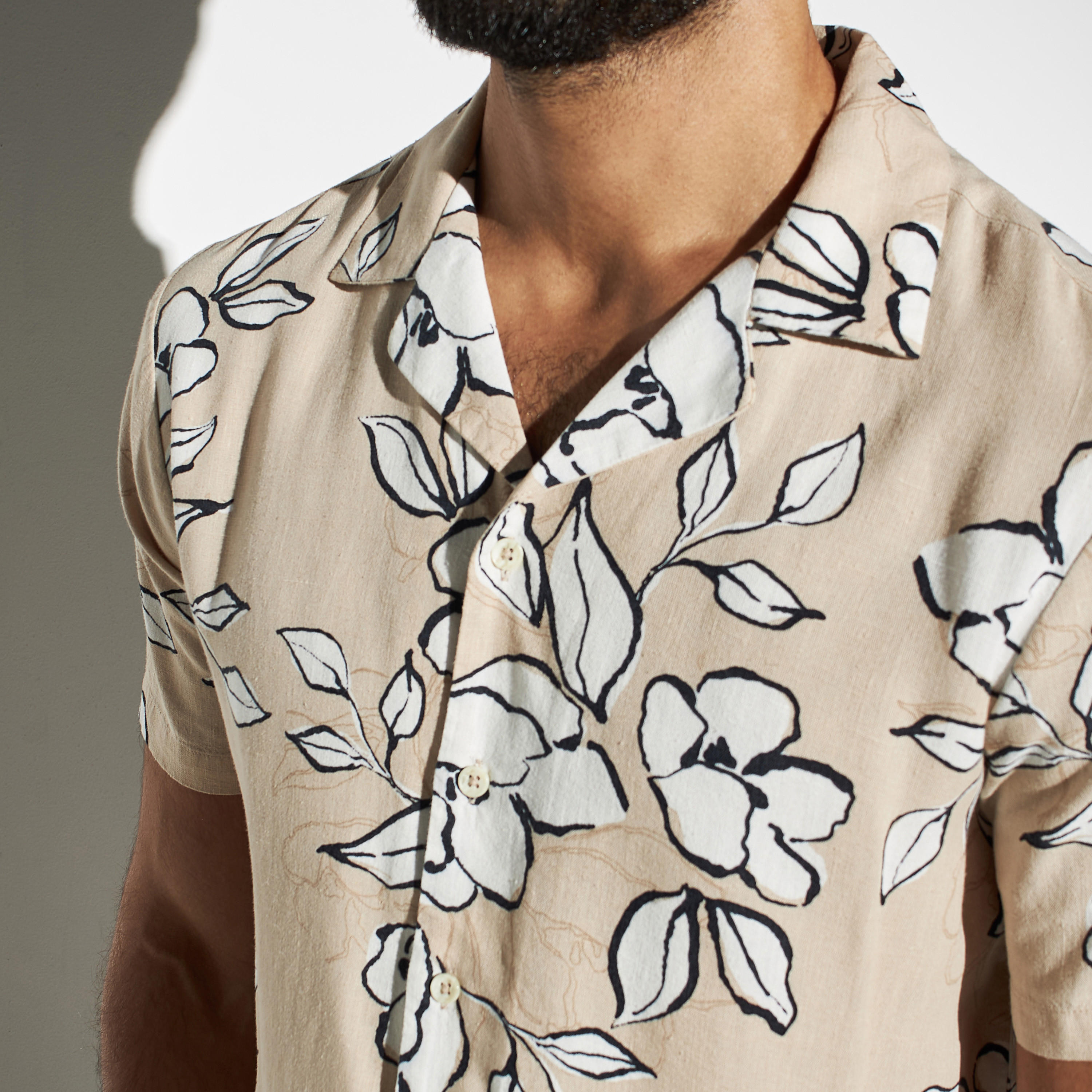 Iconic Tropical Print Linen Viscose Camp Collar Shirt-men-clothing-shirts-image-3