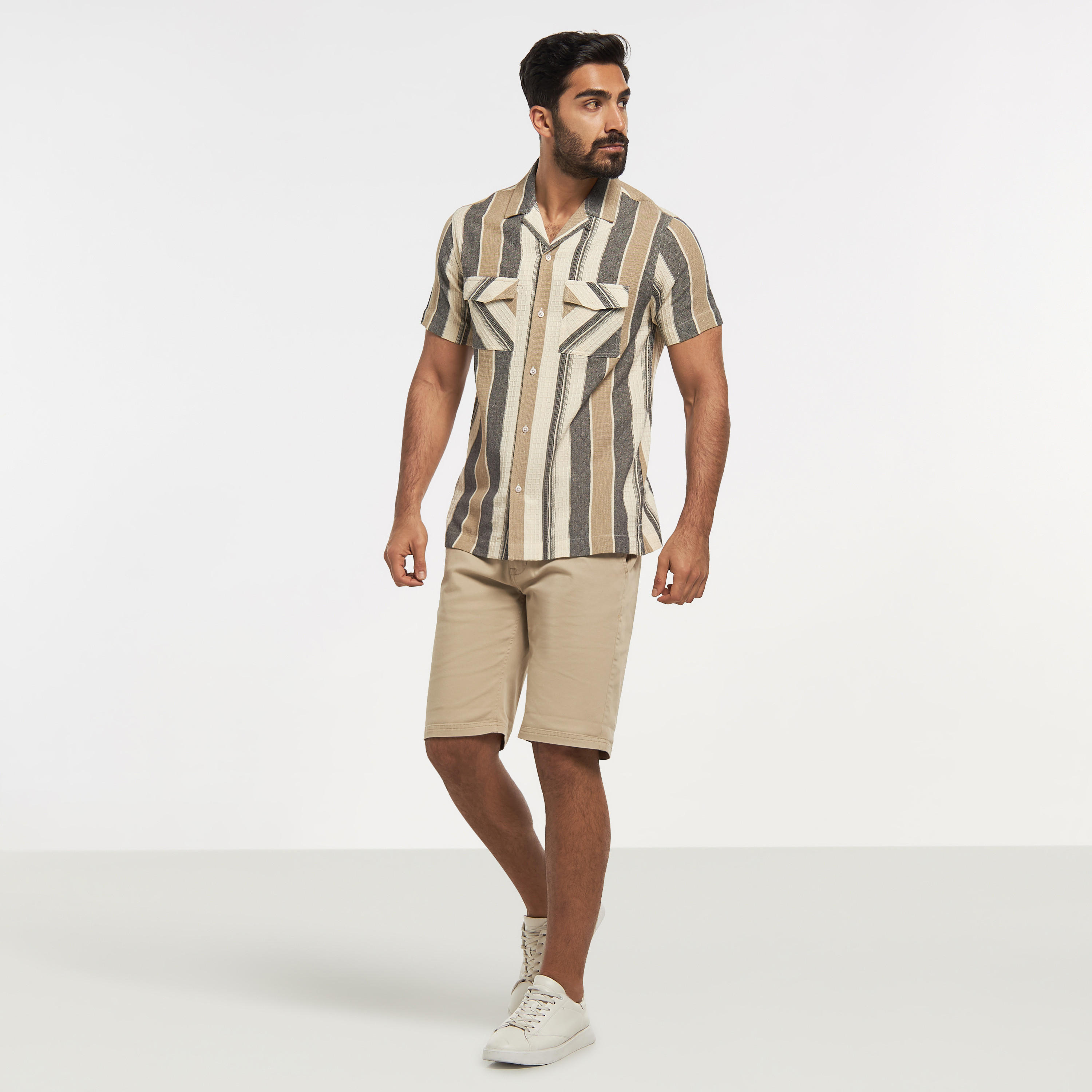 Iconic Striped Camp Collar Shirt with Pockets and Short Sleeves-men-clothing-shirts-image-2