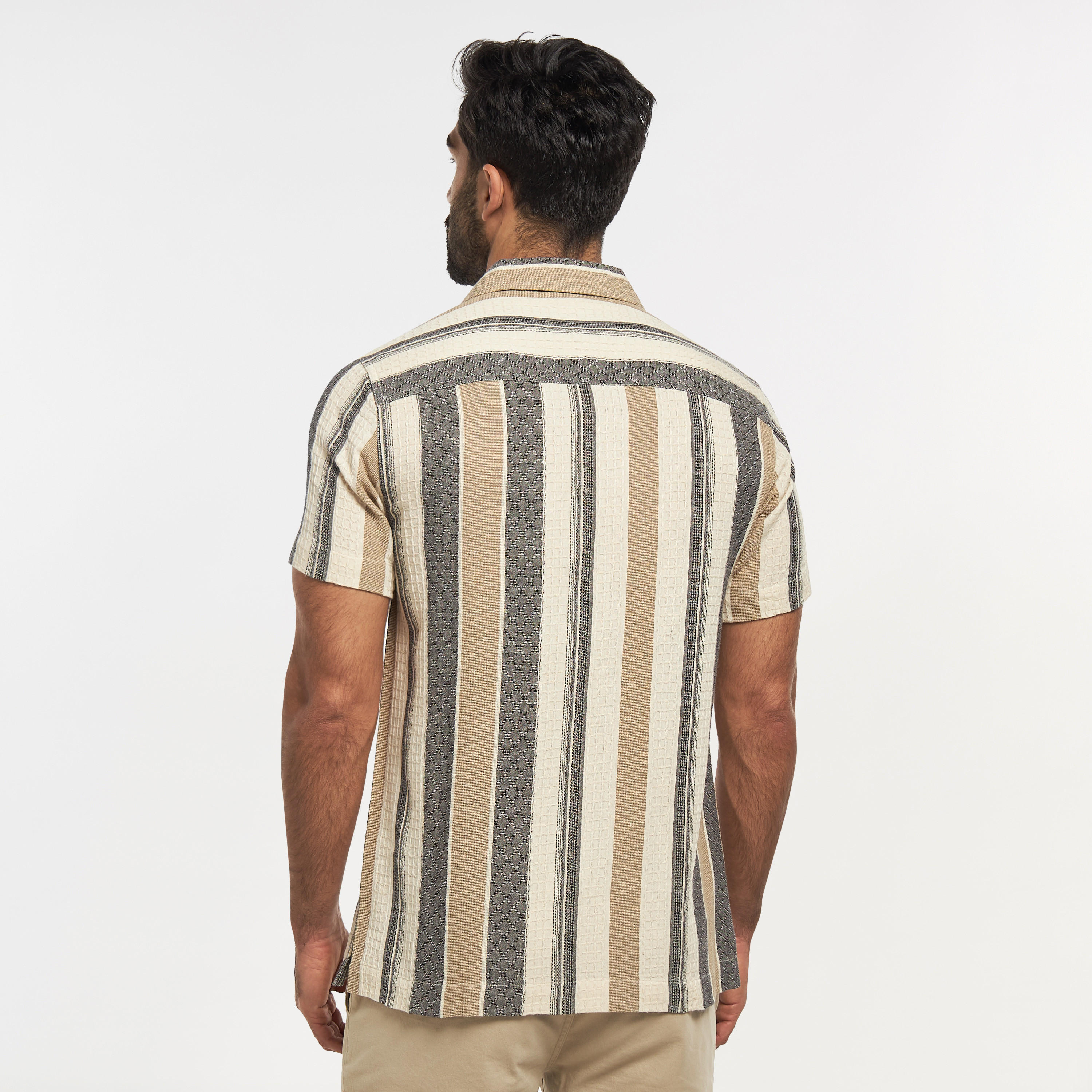 Iconic Striped Camp Collar Shirt with Pockets and Short Sleeves-men-clothing-shirts-image-3