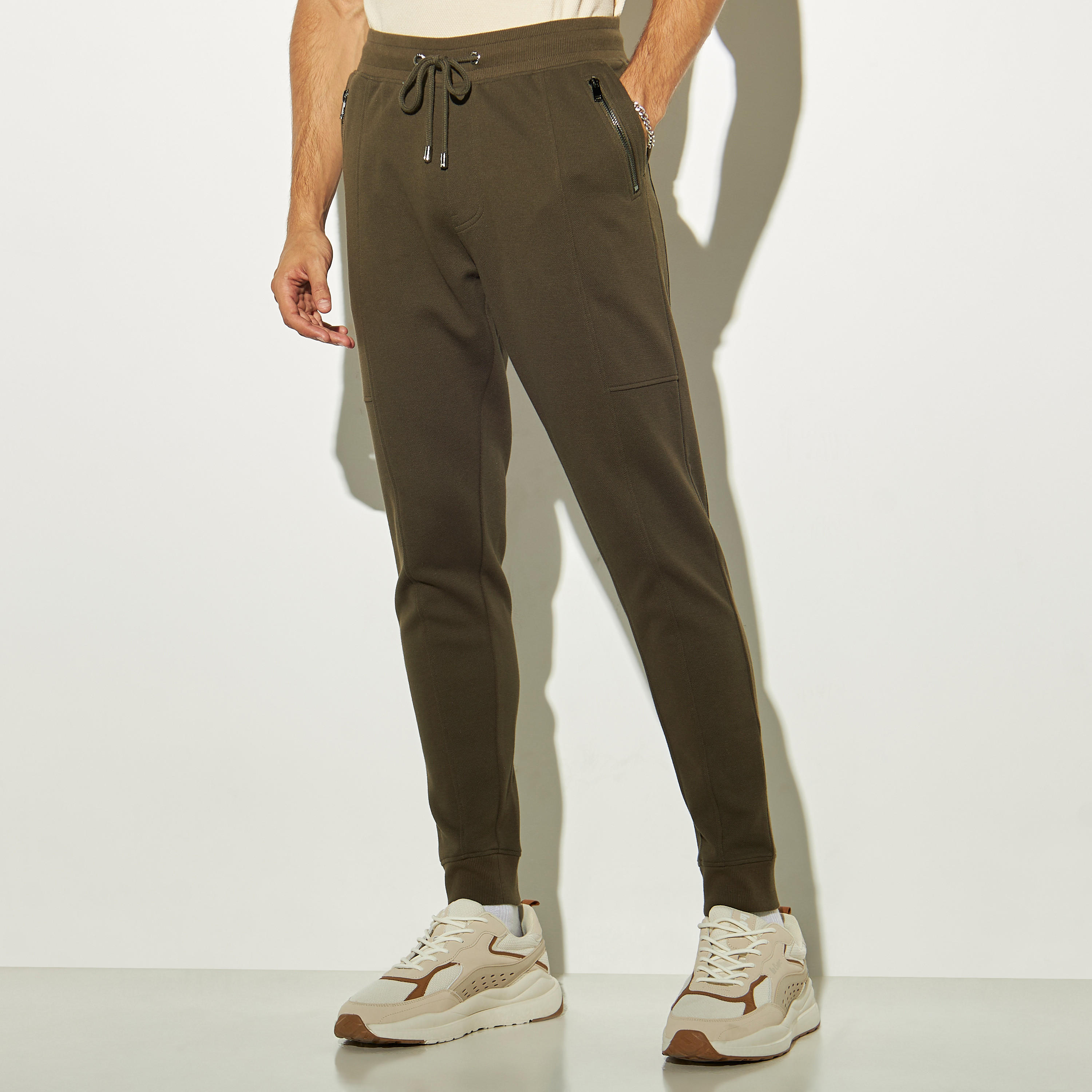Iconic Solid Joggers with Zippered Pockets and Drawstring Closure-men-clothing-bottoms-joggers-image-1