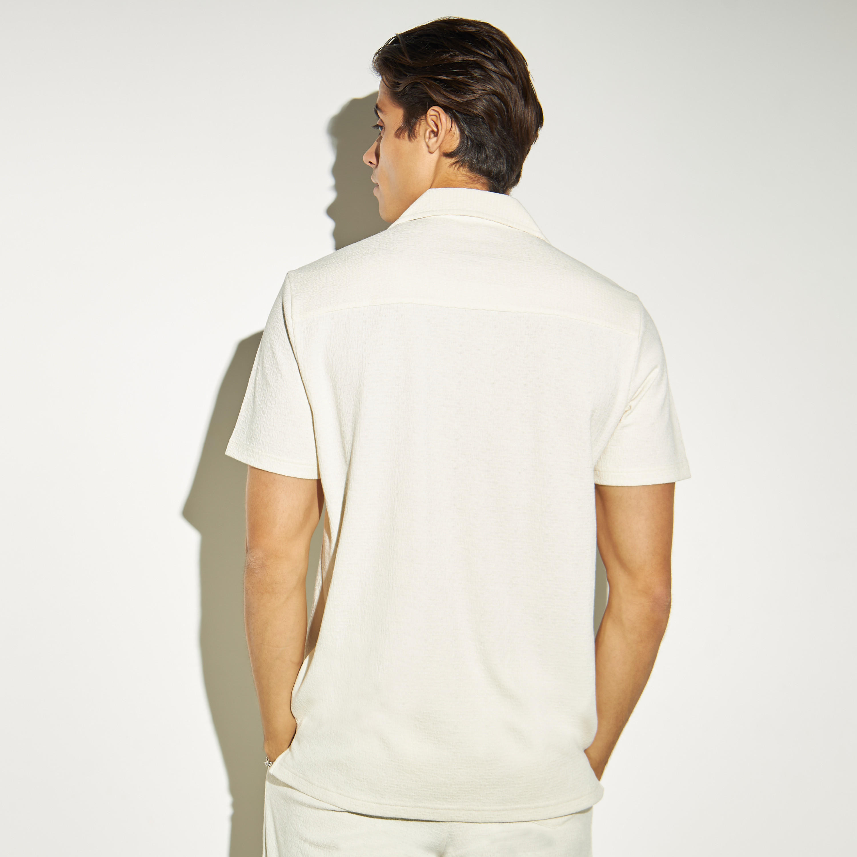 Solid Shirt with Camp Collar and Short Sleeves-men-clothing-shirts-image-3
