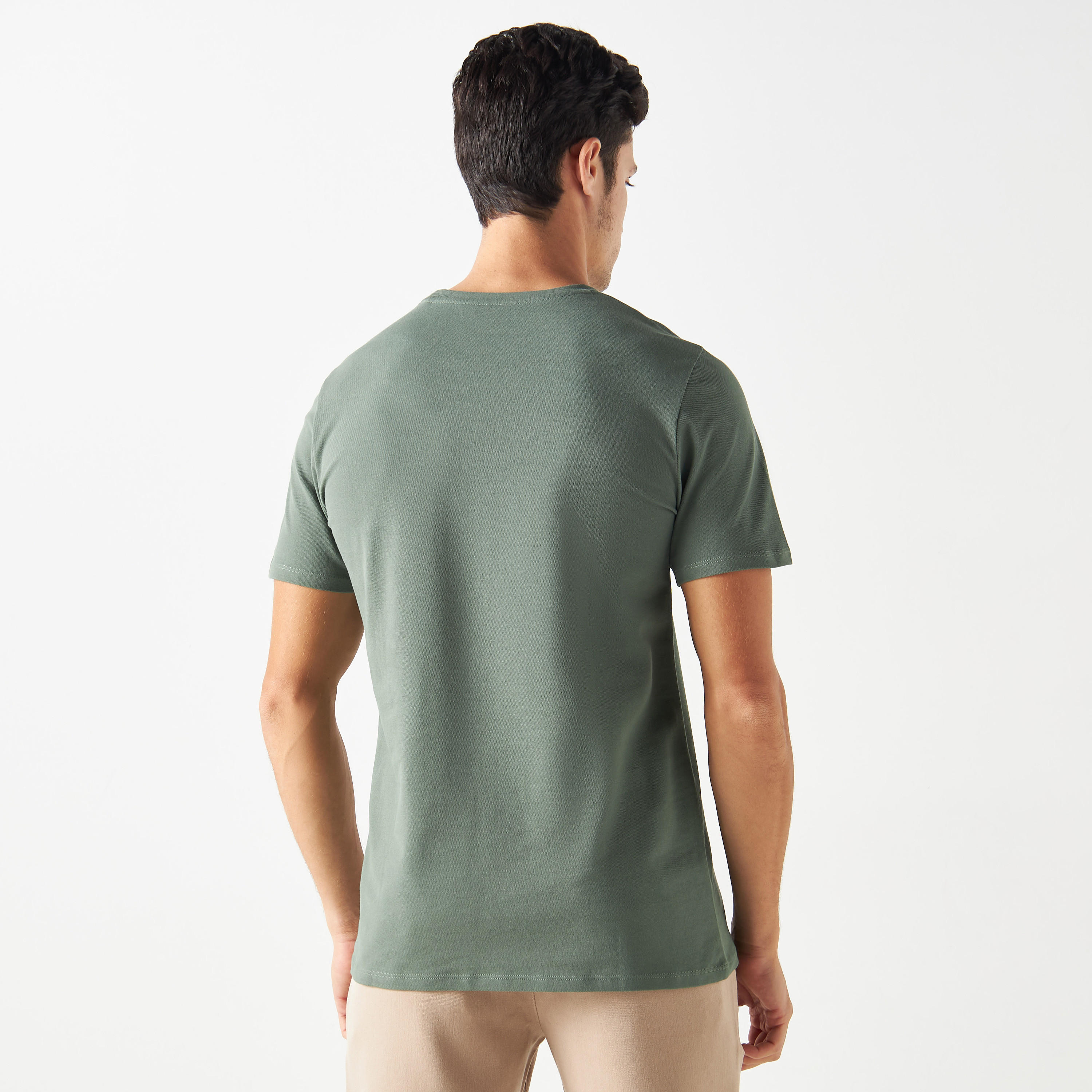 Iconic Slogan Print Pique T-shirt with Crew Neck and Short Sleeves-men-clothing-tshirtsandpolos-tshirts-image-3