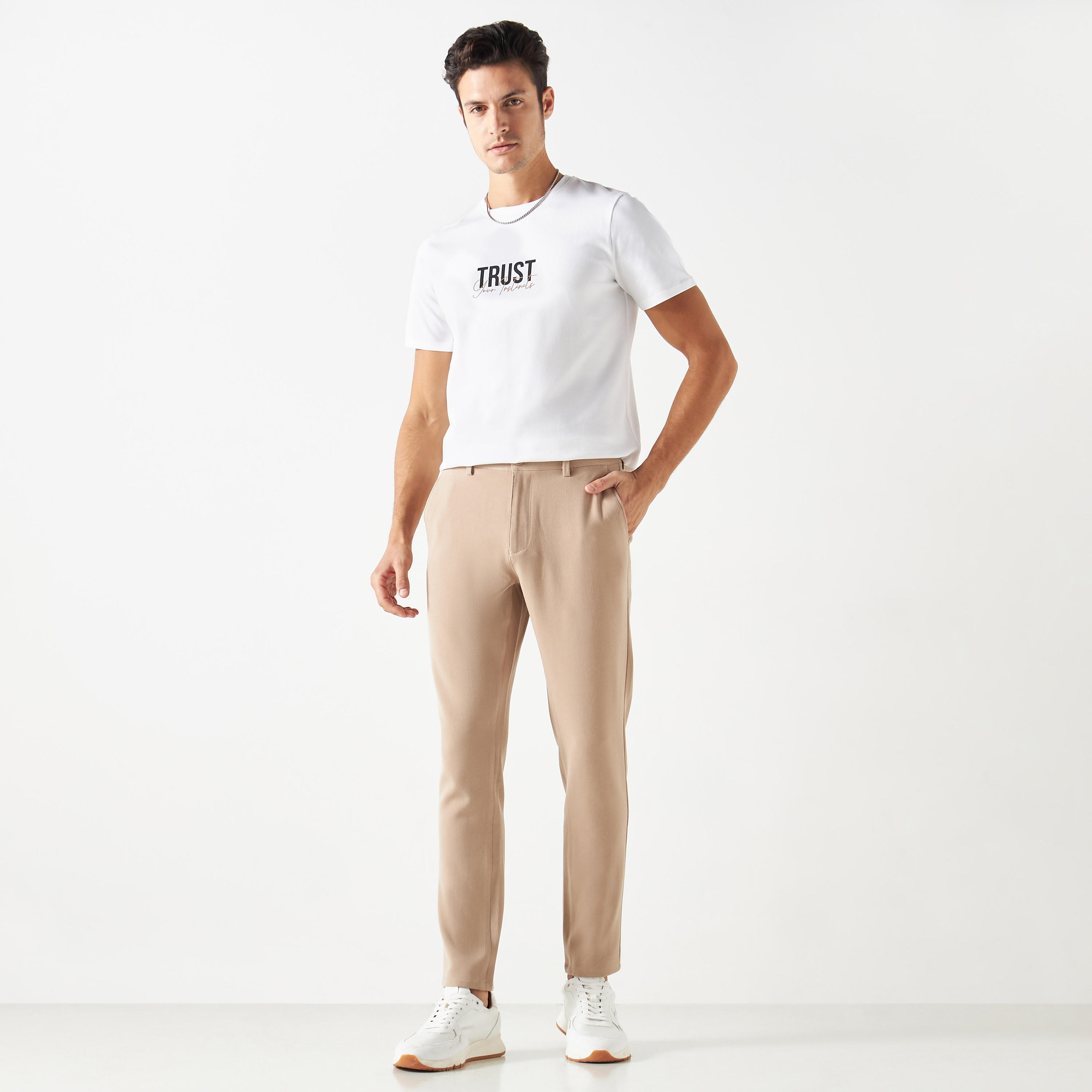 Iconic Slogan Print Pique T-shirt with Crew Neck and Short Sleeves-men-clothing-tshirtsandpolos-tshirts-image-6