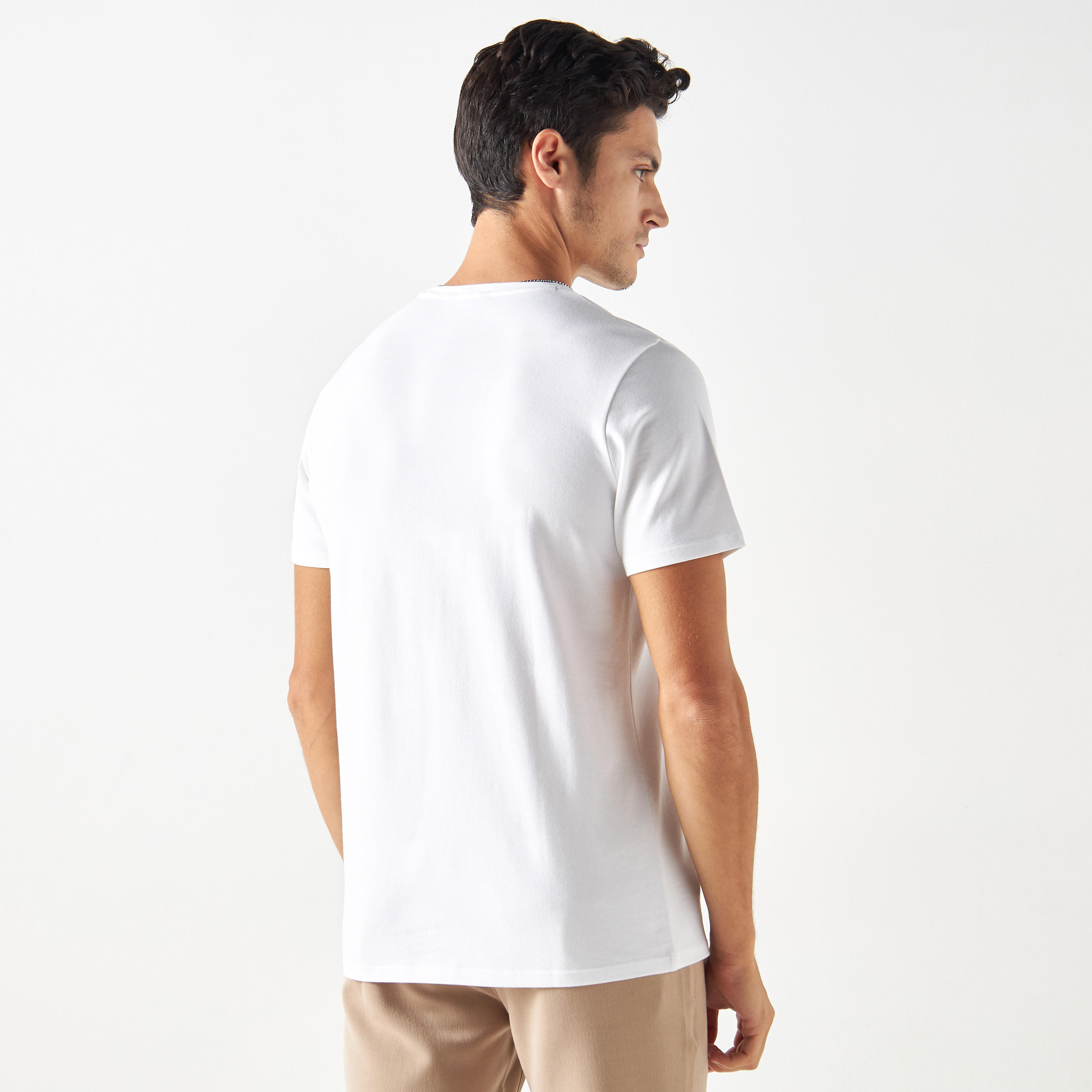 Iconic Slogan Print Pique T-shirt with Crew Neck and Short Sleeves-men-clothing-tshirtsandpolos-tshirts-image-7