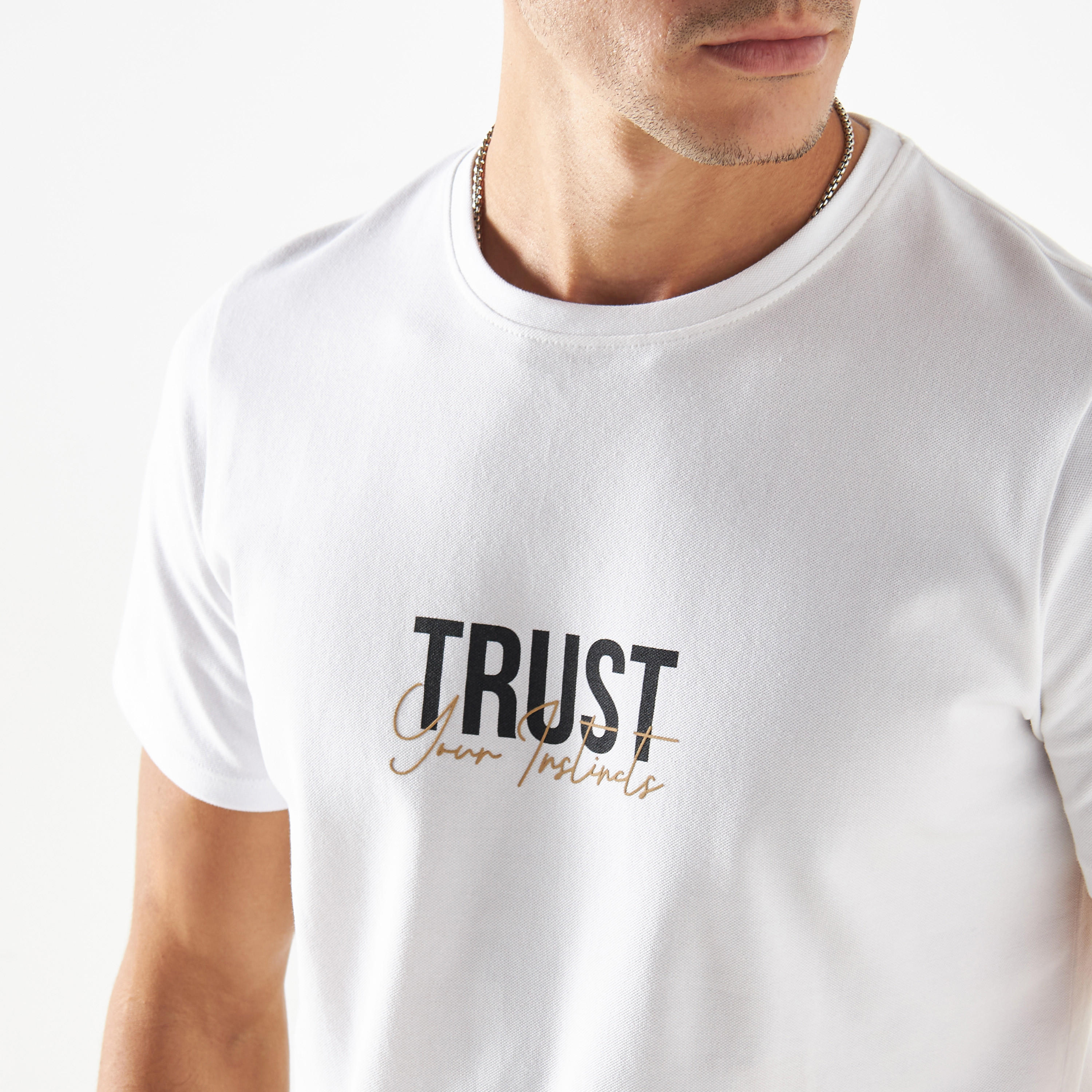 Iconic Slogan Print Pique T-shirt with Crew Neck and Short Sleeves-men-clothing-tshirtsandpolos-tshirts-image-8