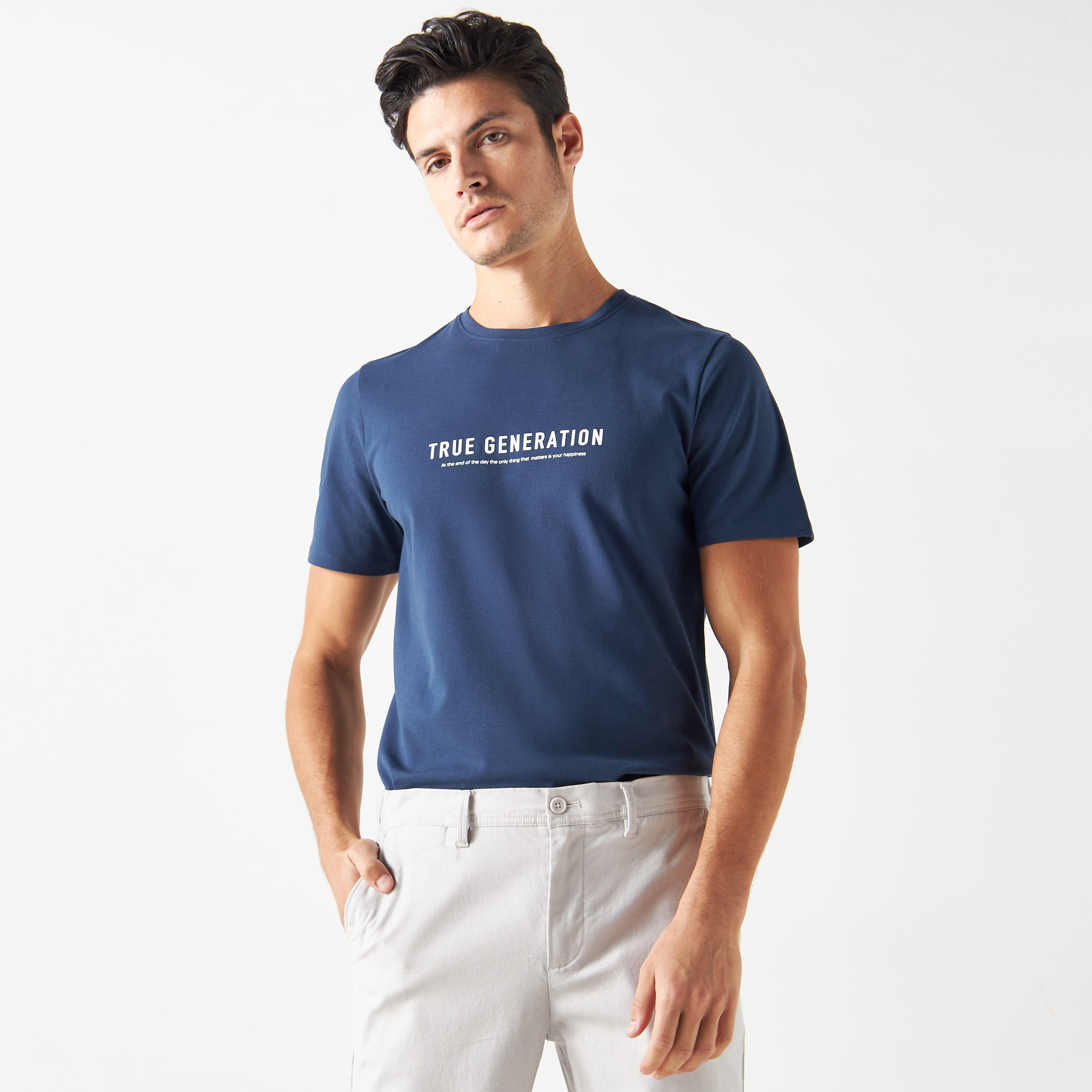 Iconic Slogan Print Pique T-shirt with Crew Neck and Short Sleeves-men-clothing-tshirtsandpolos-tshirts-image-9