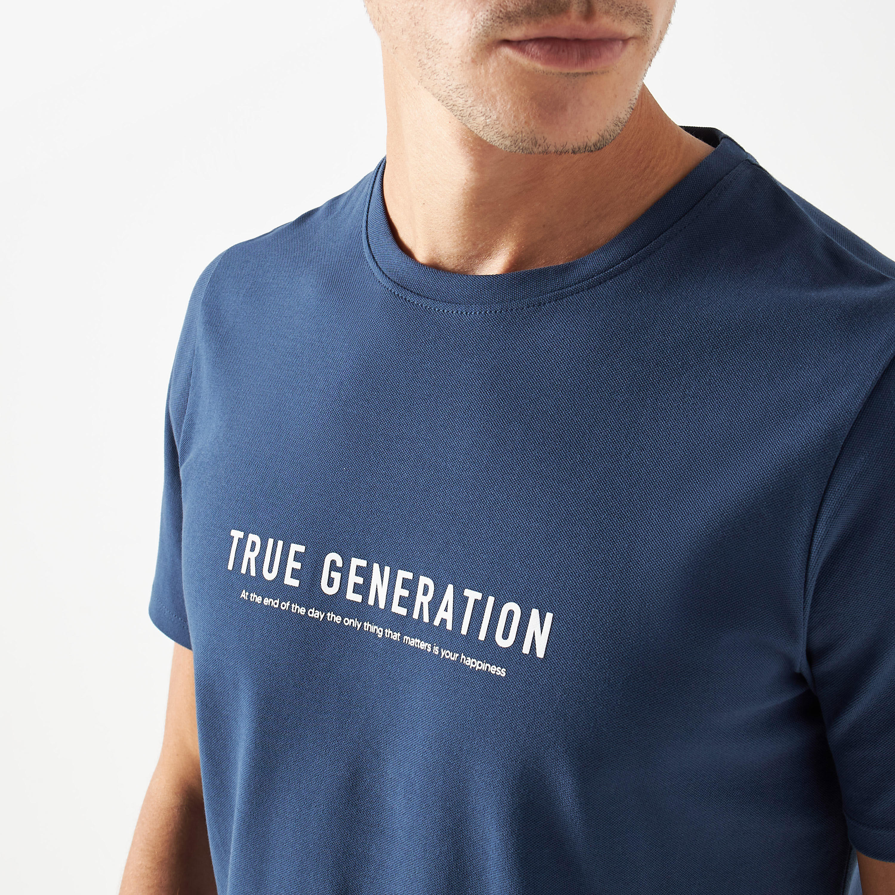 Iconic Slogan Print Pique T-shirt with Crew Neck and Short Sleeves-men-clothing-tshirtsandpolos-tshirts-image-12
