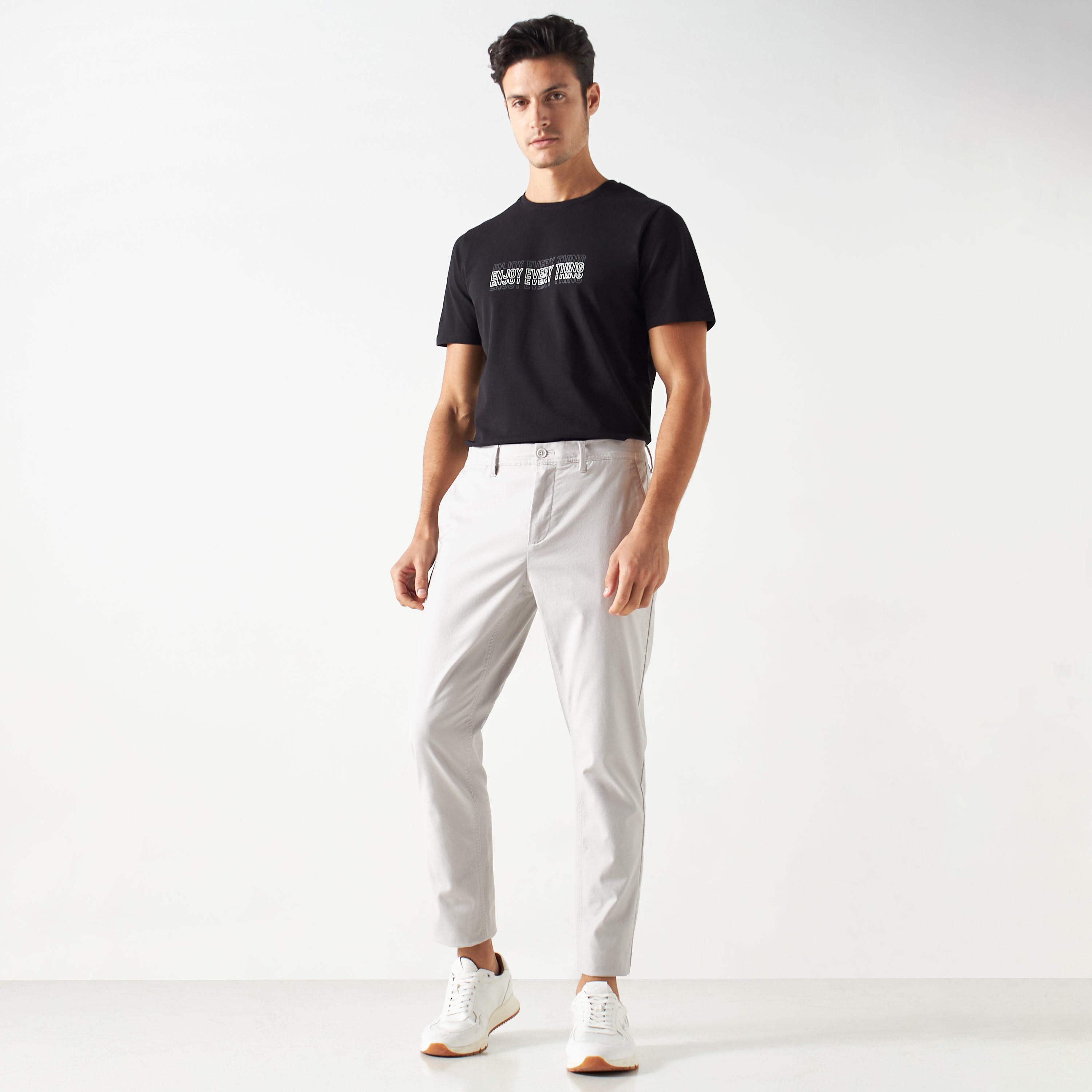 Iconic Slogan Print Pique T-shirt with Crew Neck and Short Sleeves-men-clothing-tshirtsandpolos-tshirts-image-14